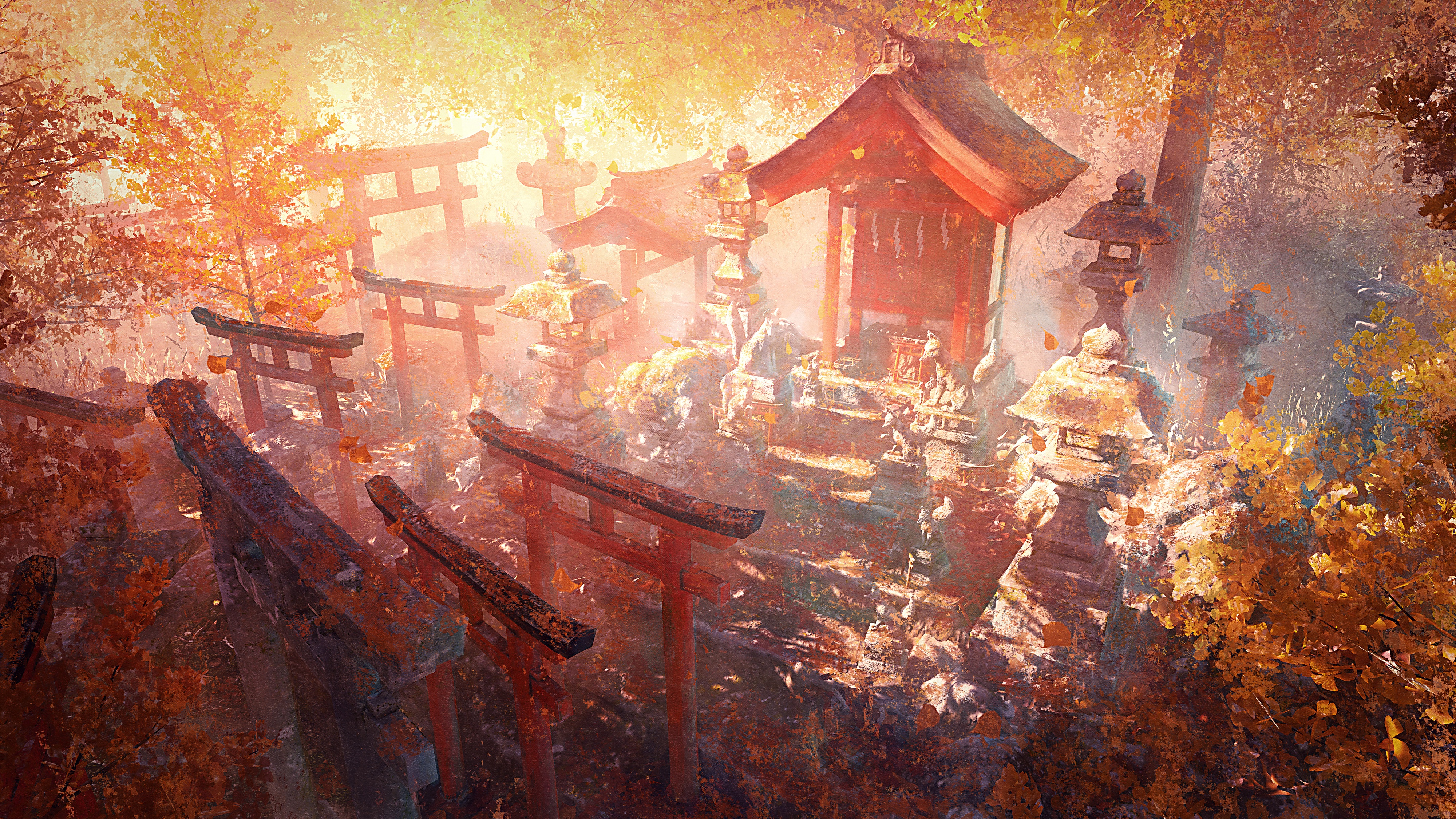 Wallpaper autumn, Japan, temple, Kyoto, Fushimi Inari Shrine, The sanctuary of the thousand gates for mobile and desktop, section рендеринг, resolution 4000x2250