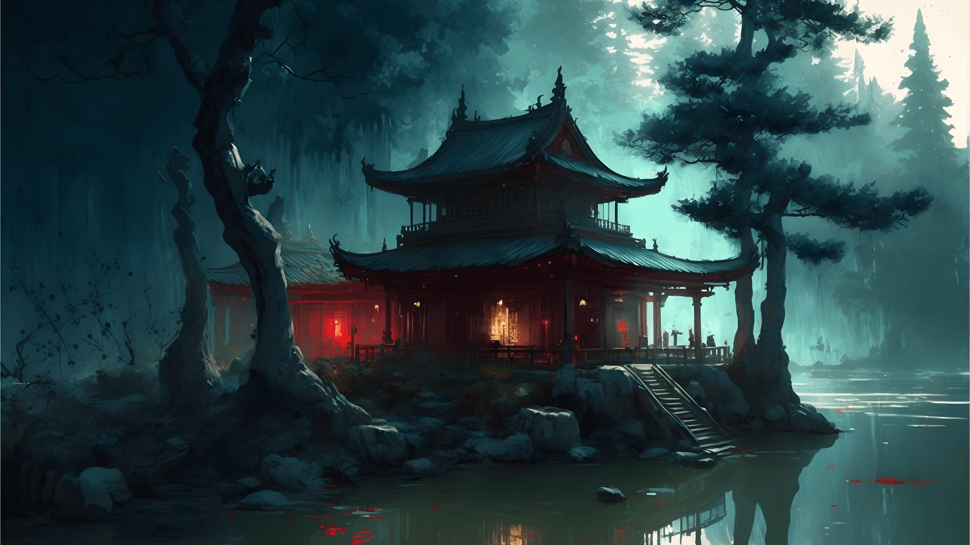 Ancient oriental temple [1920 x 1080]
