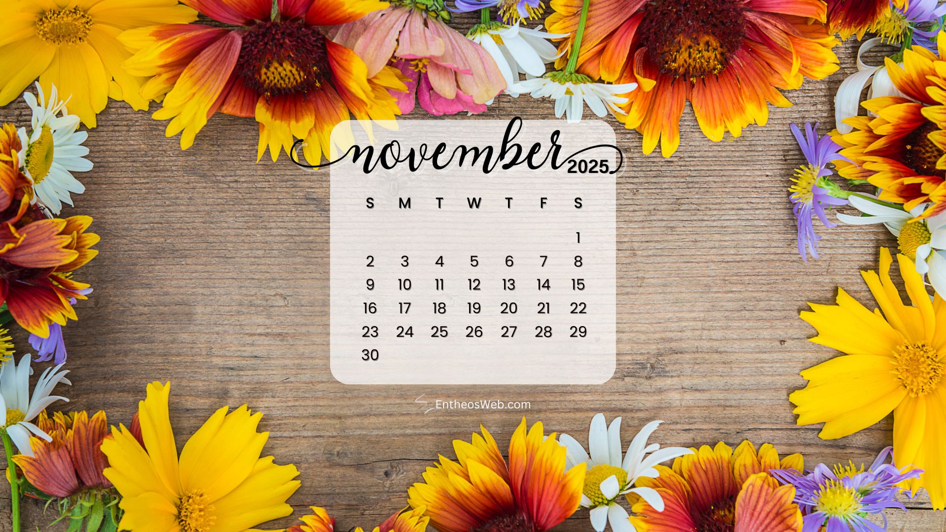 November 2025 Calendar Desktop Wallpaper Background