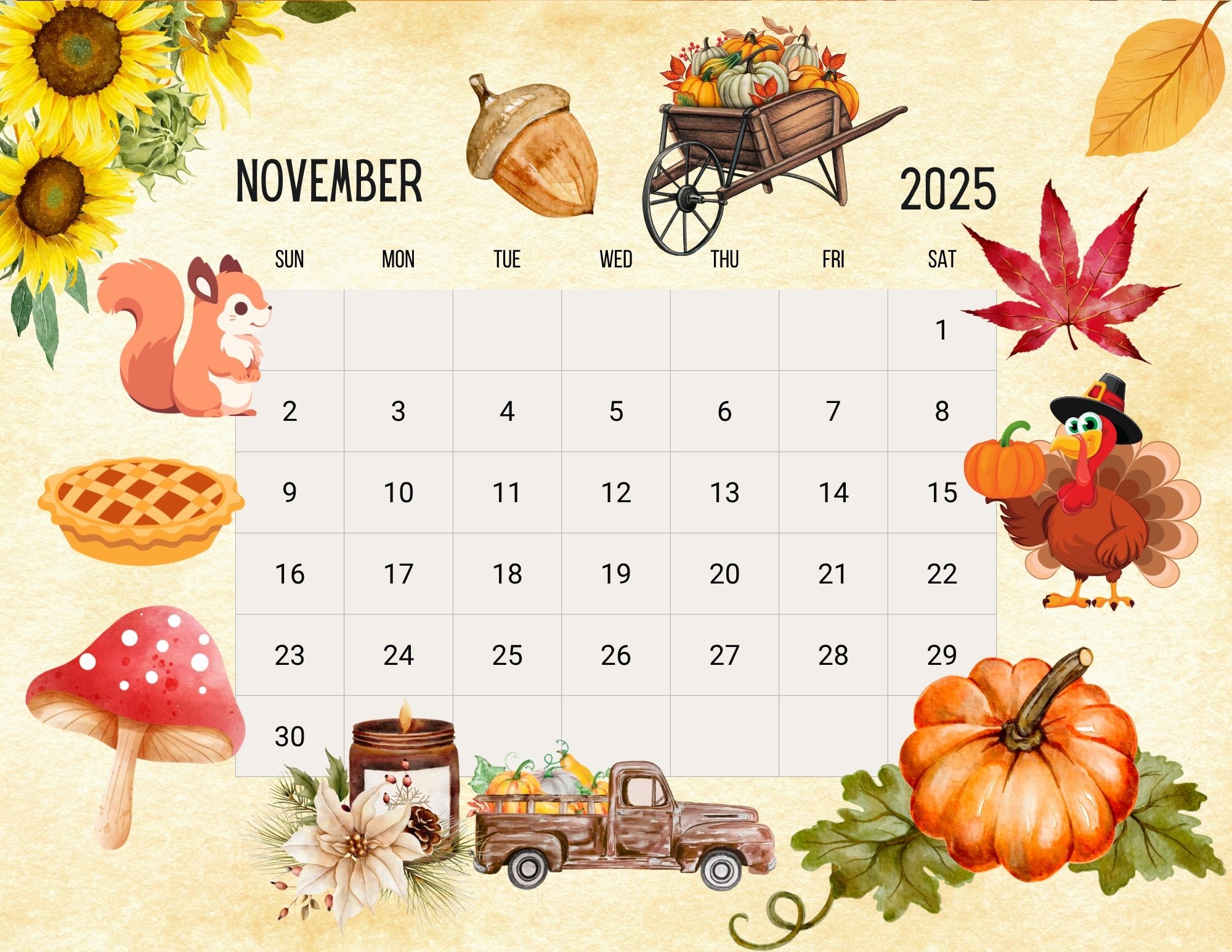 November 2025 Calendar Free Printables