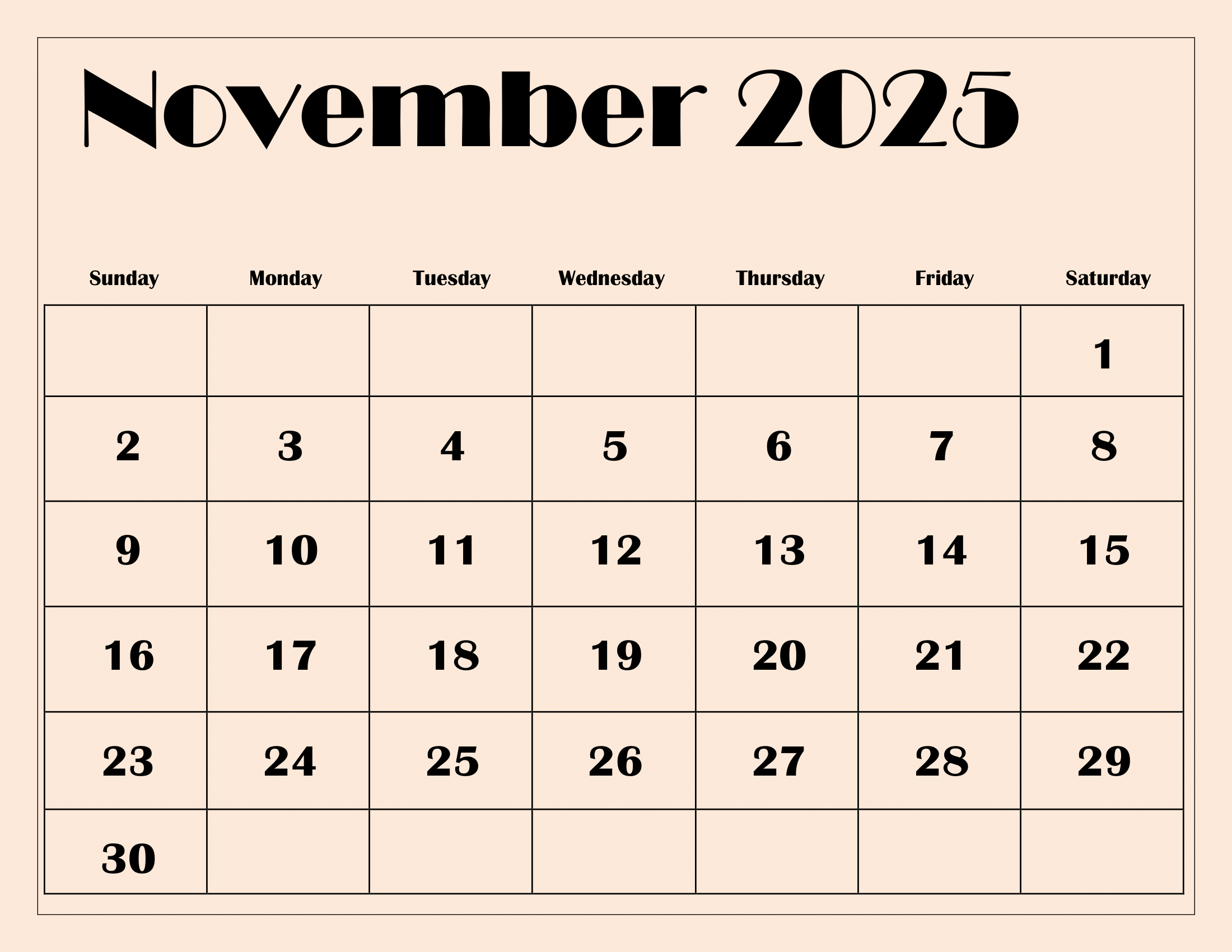 November 2025 Calendar Printable PDF with Holidays