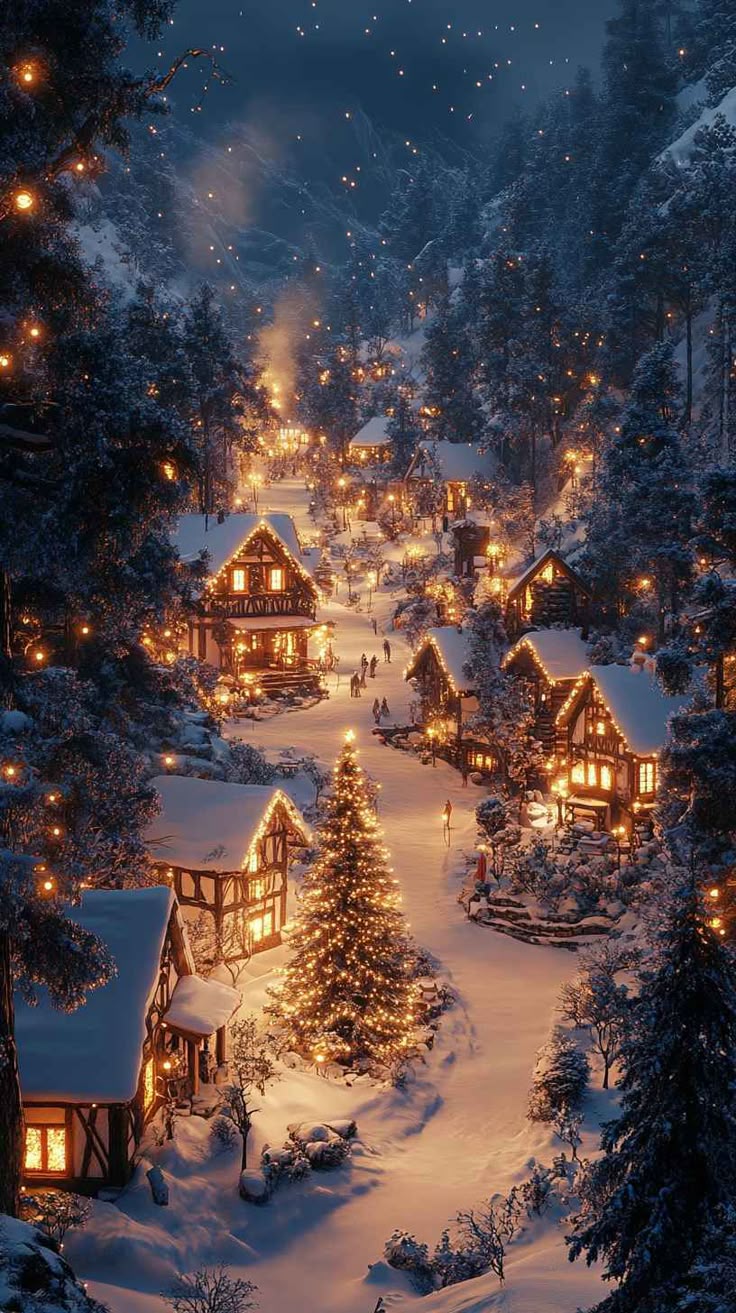 Magical 8K Christmas Tree Mobile Wallpaper: Festive Winter Wonderland iPhone Background