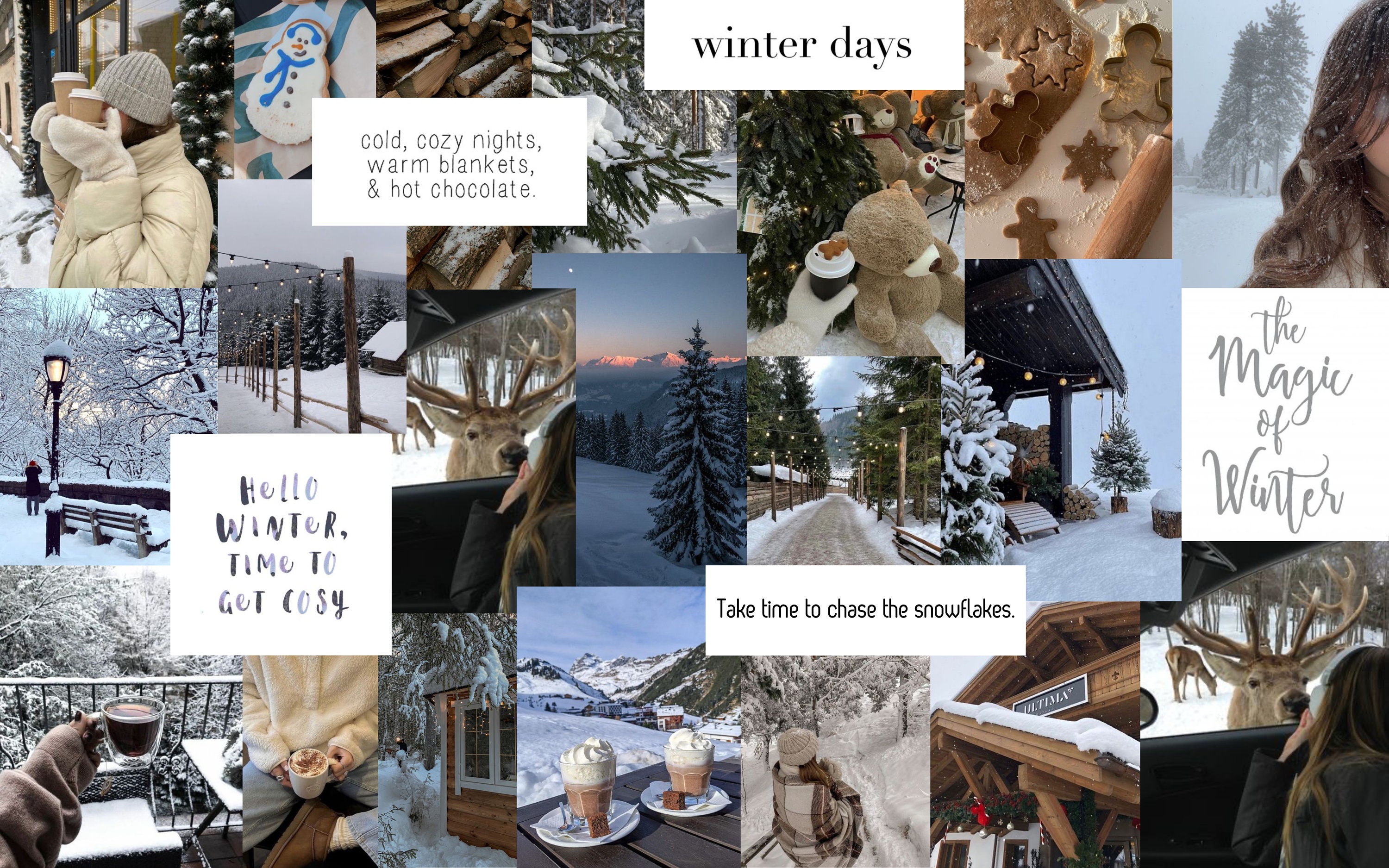 Winter Christmas MacBook Wallpaper & Icon Inch. Vision Board. Collage. Aesthetic Wallpaper