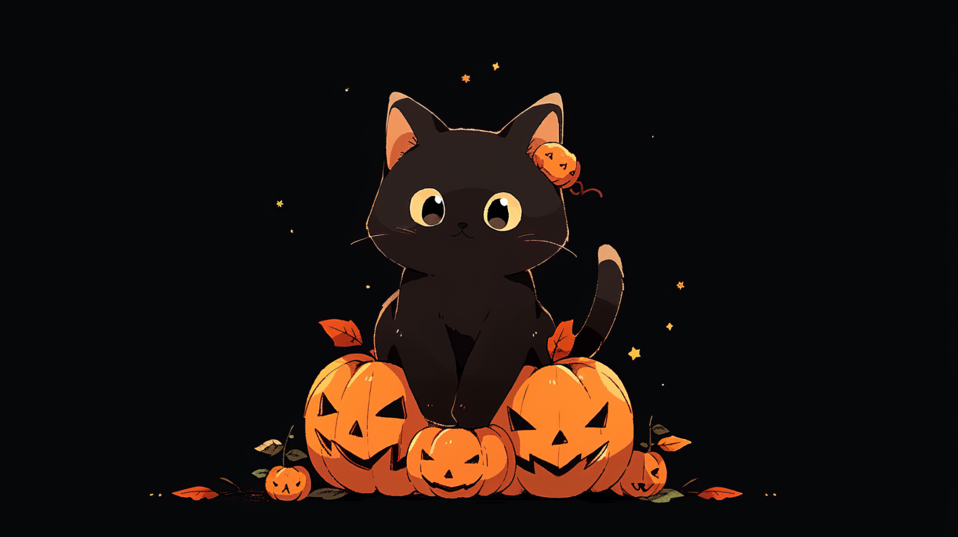 Halloween Black Cat HD Wallpaper
