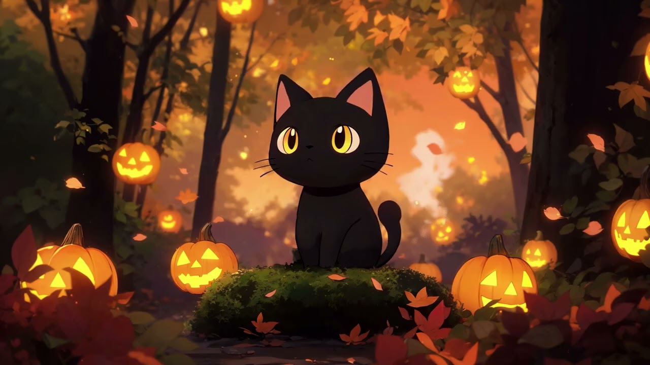 A Black Cat's Peaceful Halloween ✨. Lofi for a Calm & Cozy Night