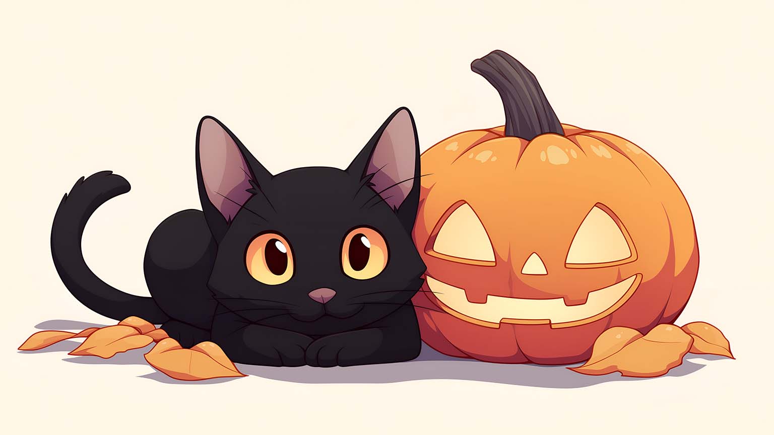 Black Cat Halloween Pumpkin Desktop Wallpaper
