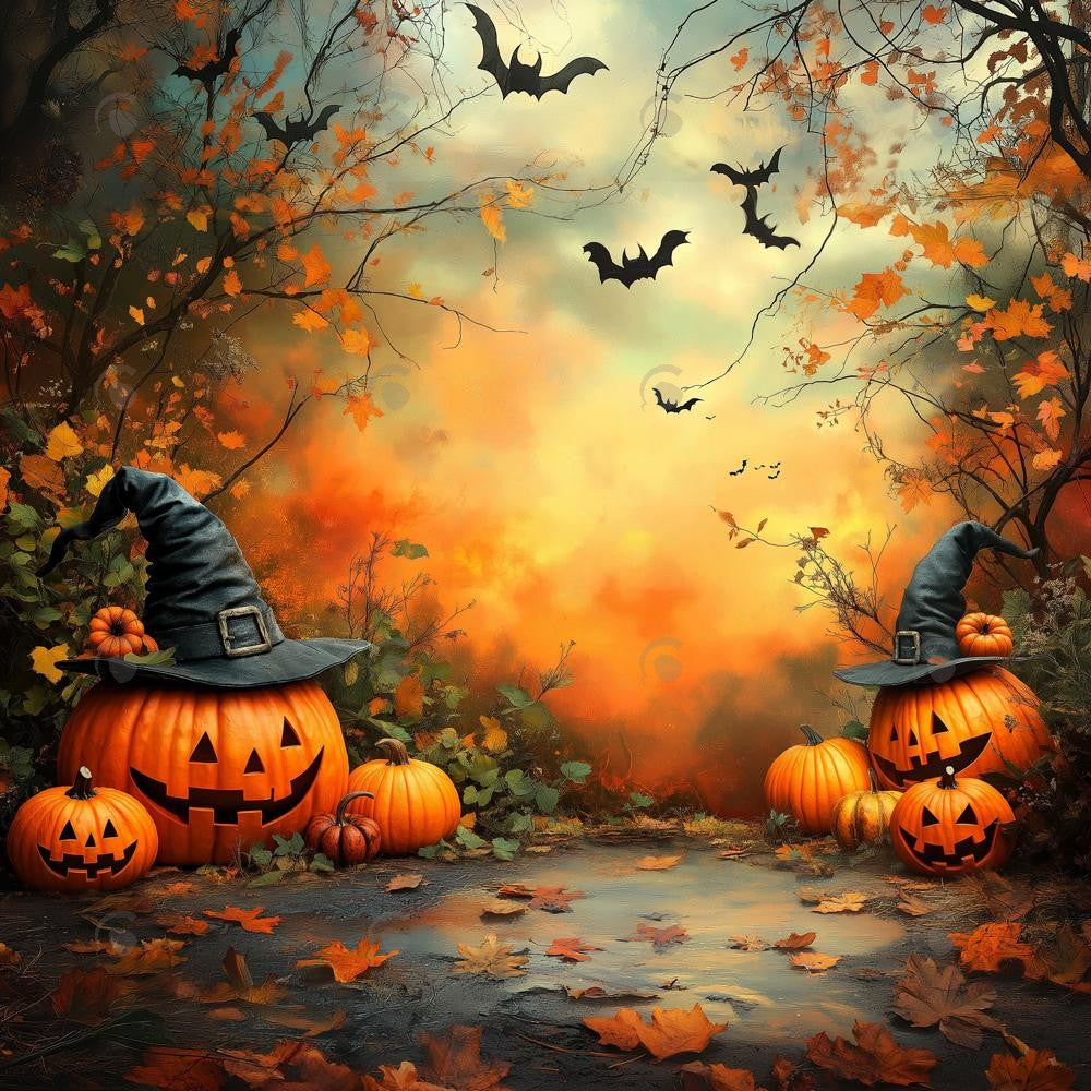 Allenjoy Halloween Forest Witch Pumpkin Photography Backdrop Gbsx 01181