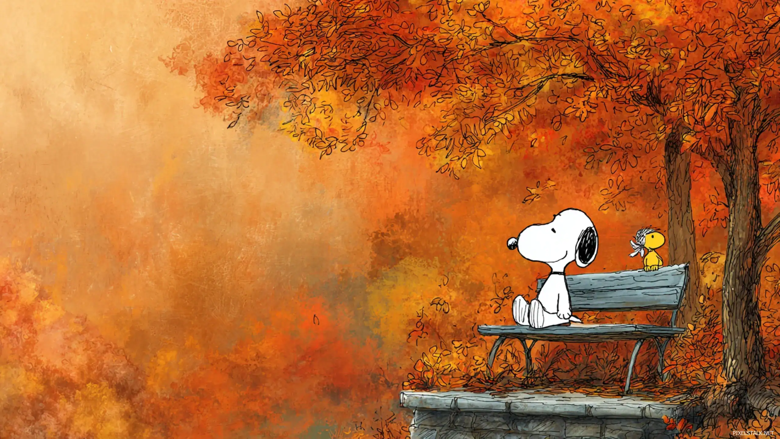 Snoopy Fall Desktop Wallpaper