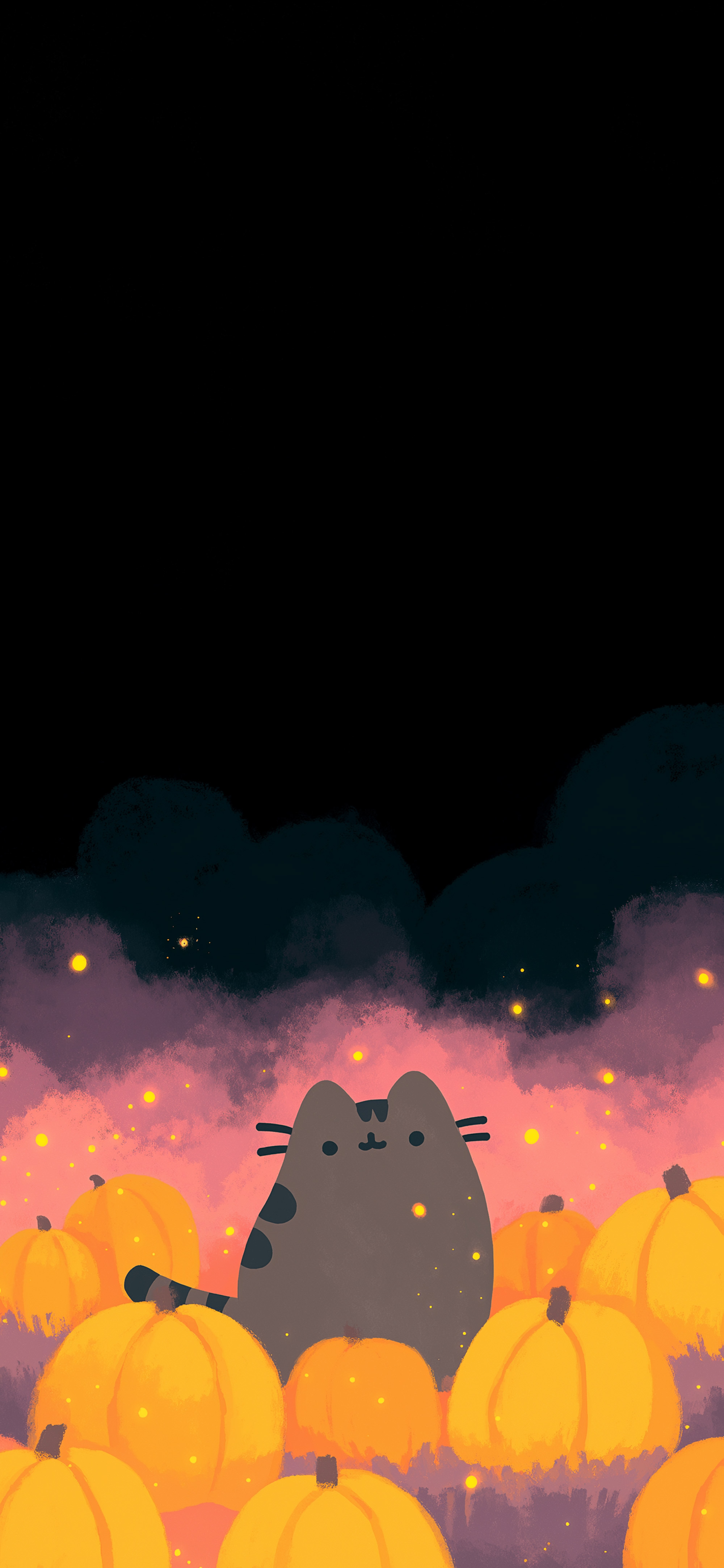 Pusheen Cat Halloween Pumpkins Wallpaper