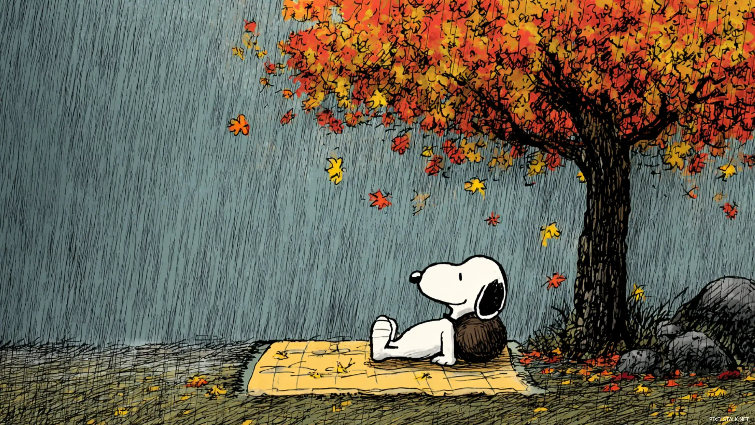 Snoopy Fall Desktop Wallpaper
