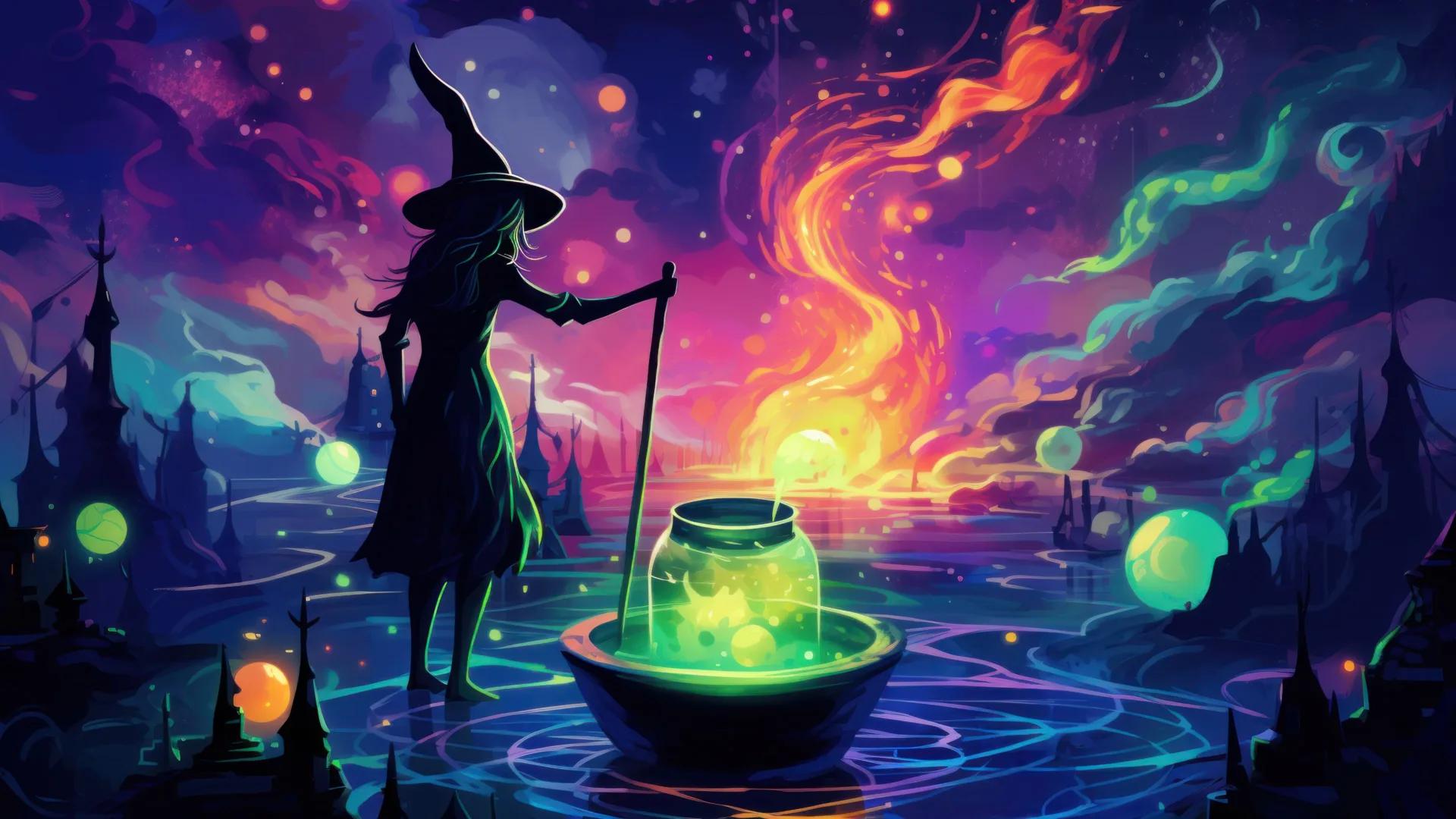 Halloween Witch Brewing Potion [1920x1080]