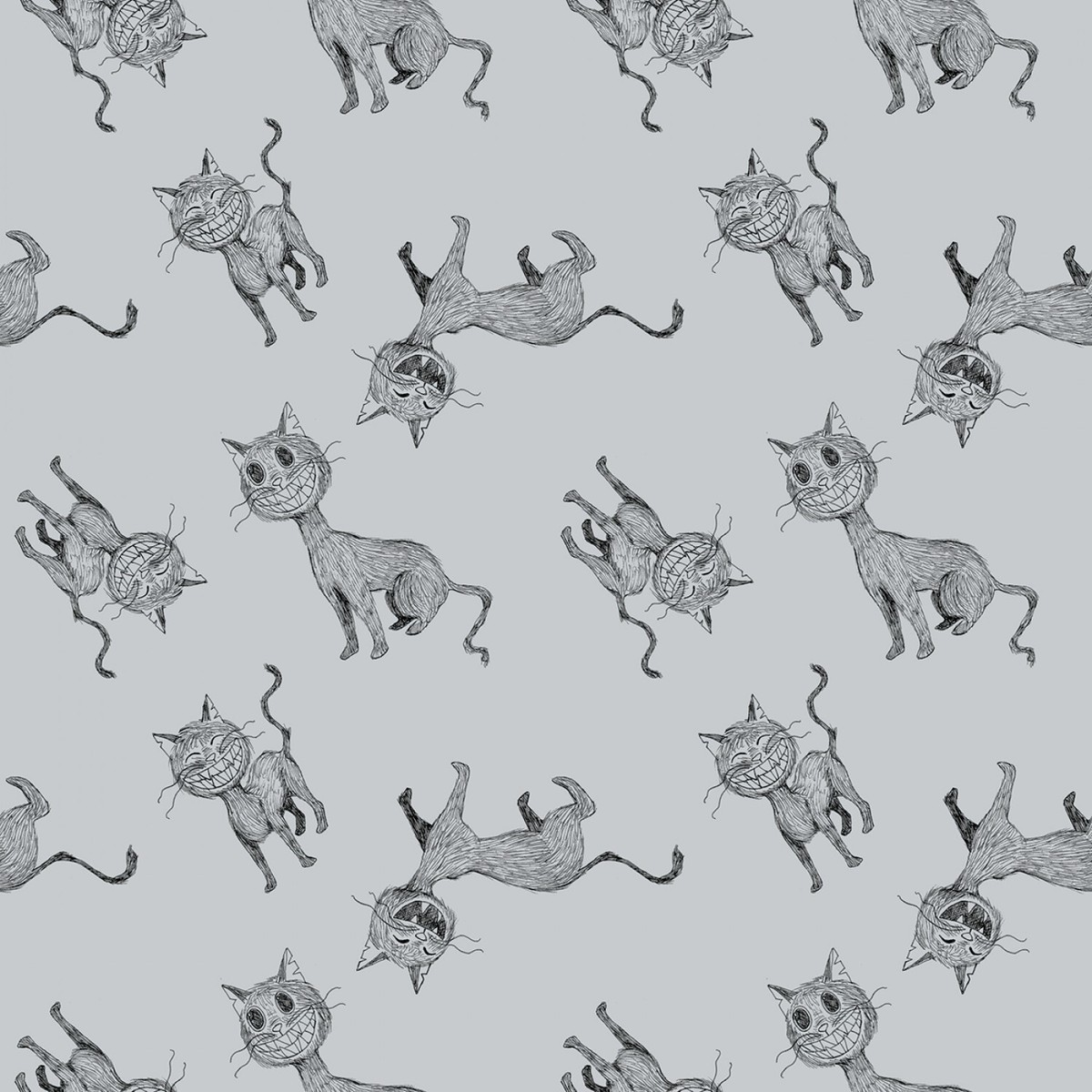Feline Drive Fabric SCAREDY CAT Gray Halloween Cats Quarter (18x22) FQ