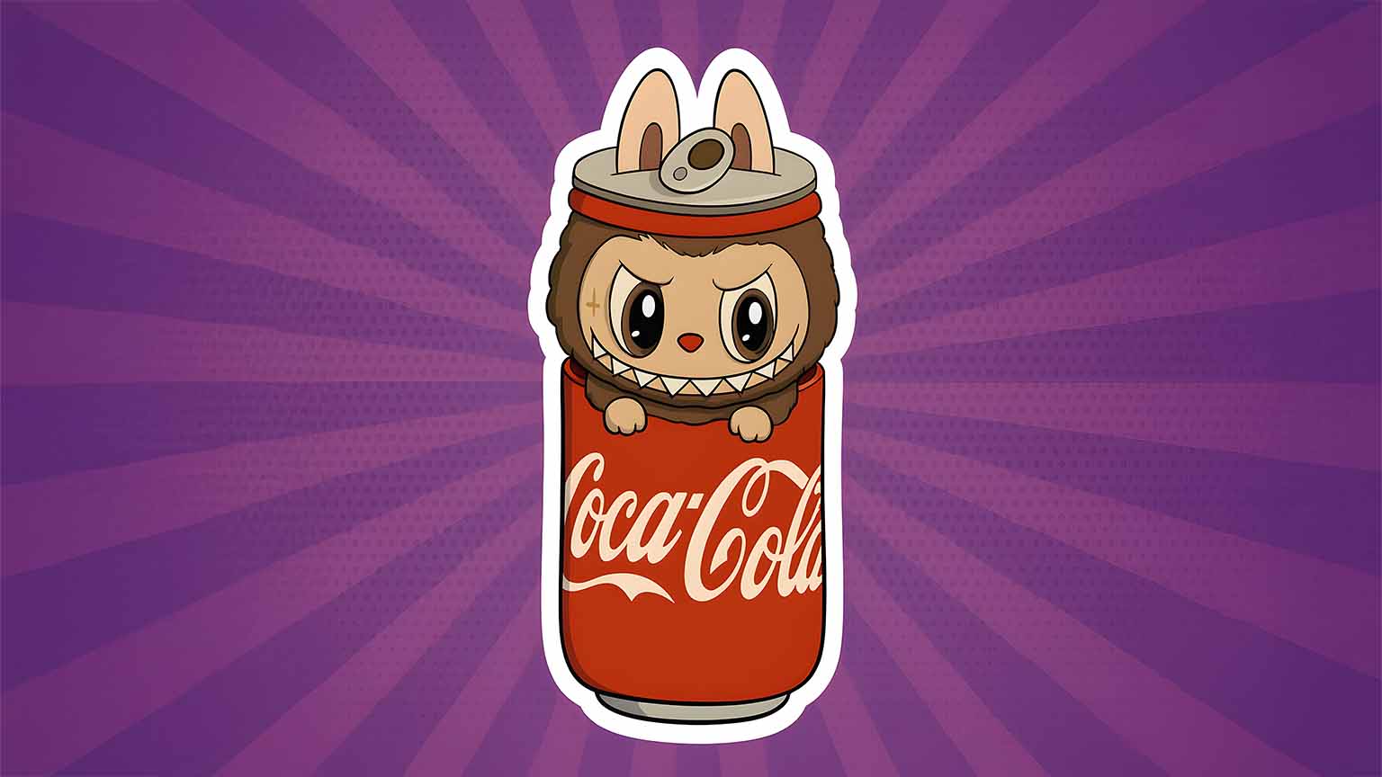 Labubu In Coca Cola Can Desktop Wallpaper