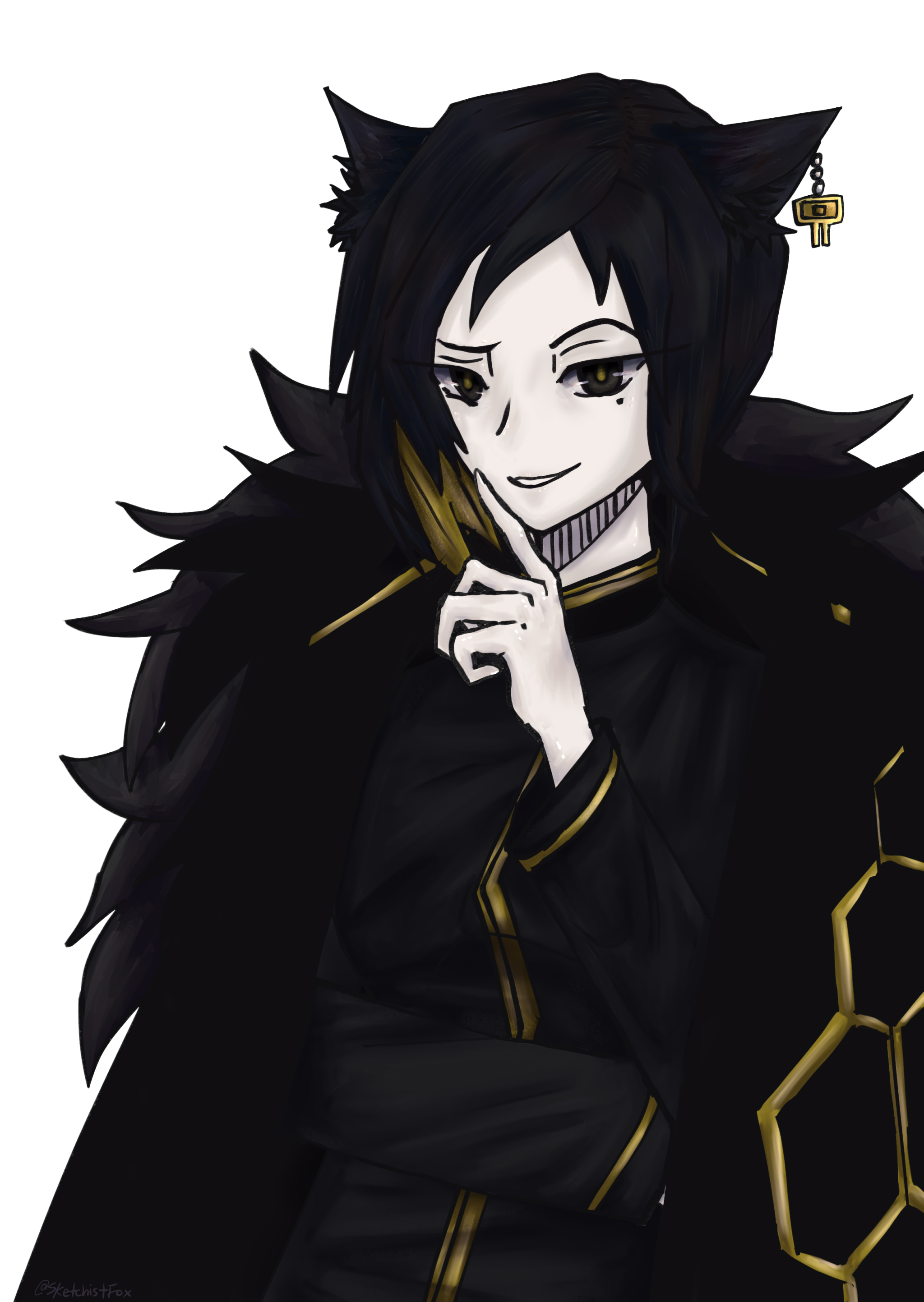 Made some fanart of Lobotomy Corporation's Binah for a friend + a cat girl version because they're a degenerate. :) I haven't