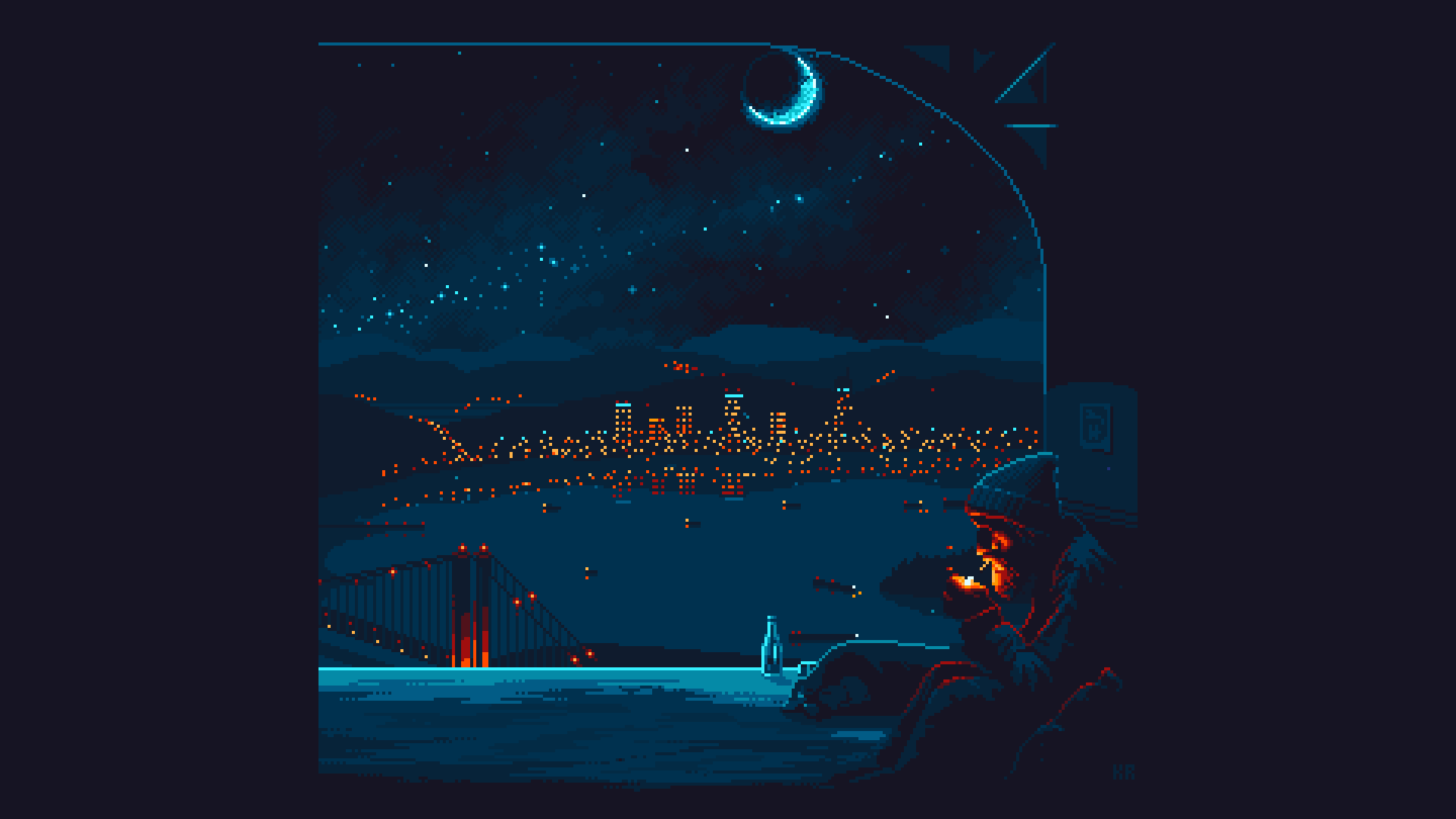 Warmth Bit Moody Pixel Art PC Wallpaper Rabbit Media's Ko Fi Shop