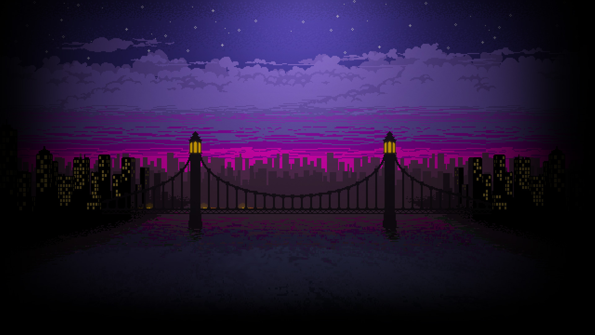 pixel art, Night, Bridge Wallpaper HD / Desktop and Mobile Background