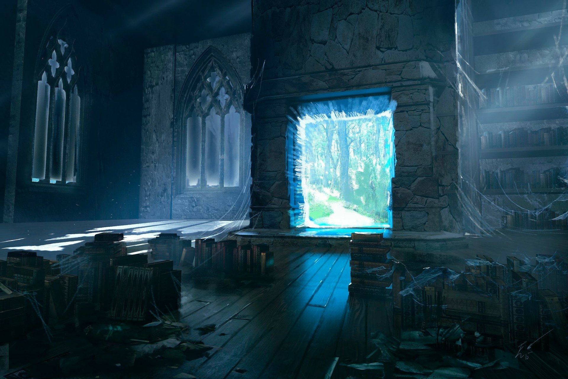 Magical Portal: A Fantasy Library HD Wallpaper by Espen Olsen Sætervik