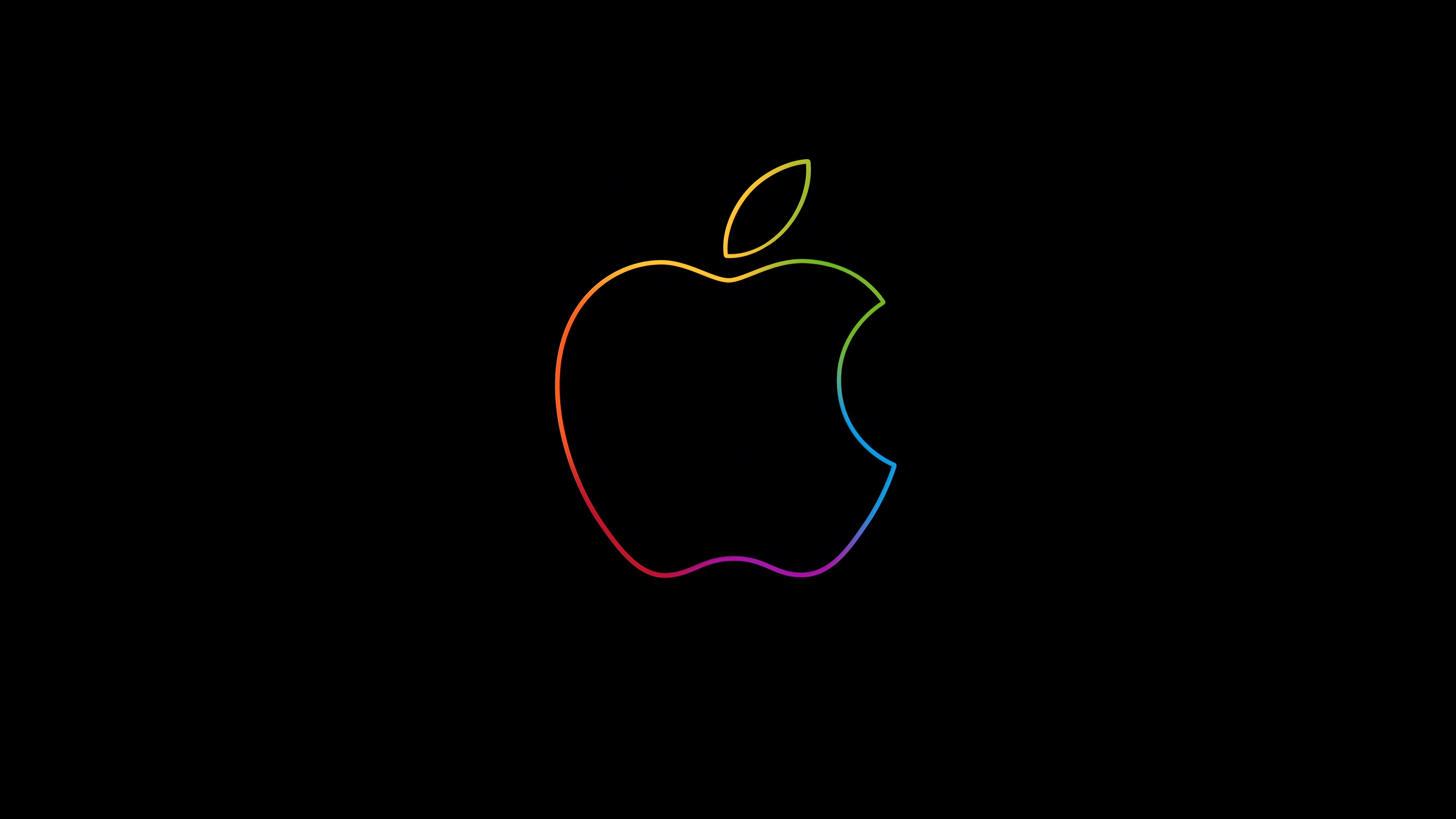 Technology Colorful Apple Logo In Black Background 4K HD Apple Wallpaper