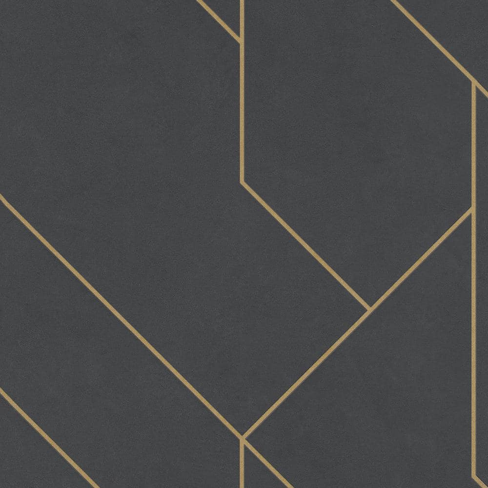 Exposed Black And Gold Three Dimensional Lines Non Woven Non Pasted Matte Wallpaper (Covers 57 Sq.ft.) EX31000 Home Depot