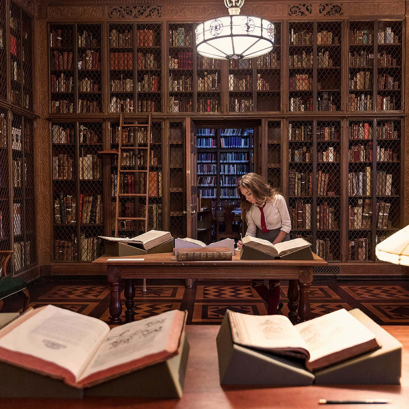 Download A Magical Place: The Hogwarts Library Wallpaper