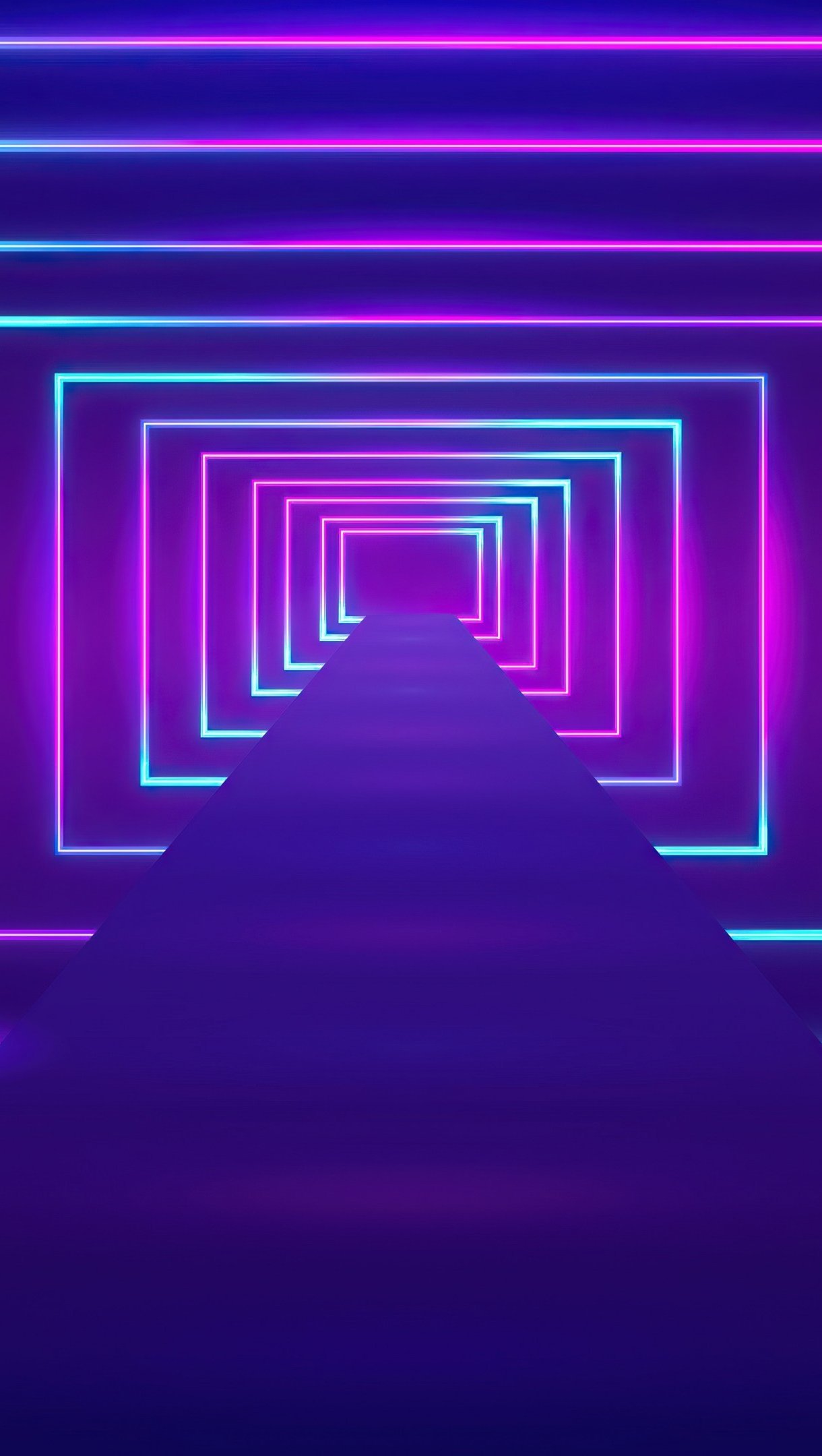 Tunnel lit with blue and purple neon light pattern Wallpaper 4k for iPhone and Mobile Phone
