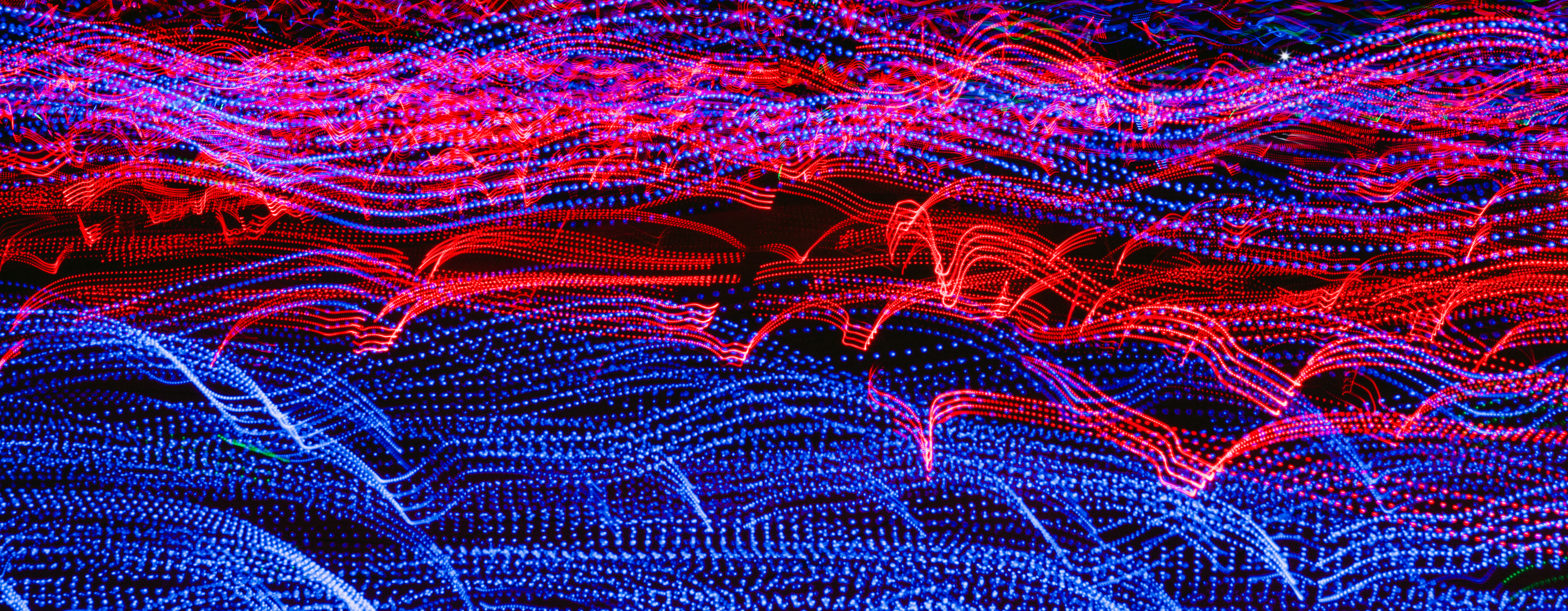 Free Image, texture, wave, pattern, line, red, blue, lights, publicdomain, background, timelapse, organ, blueandred, computer wallpaper, geological phenomenon, psychedelic art, fractal art 5615x2188
