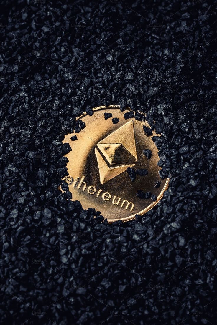 Ethereum gold coin Ethereum gold coin on a black background. Cryptocurrency, Blockchain, Crypto currencies