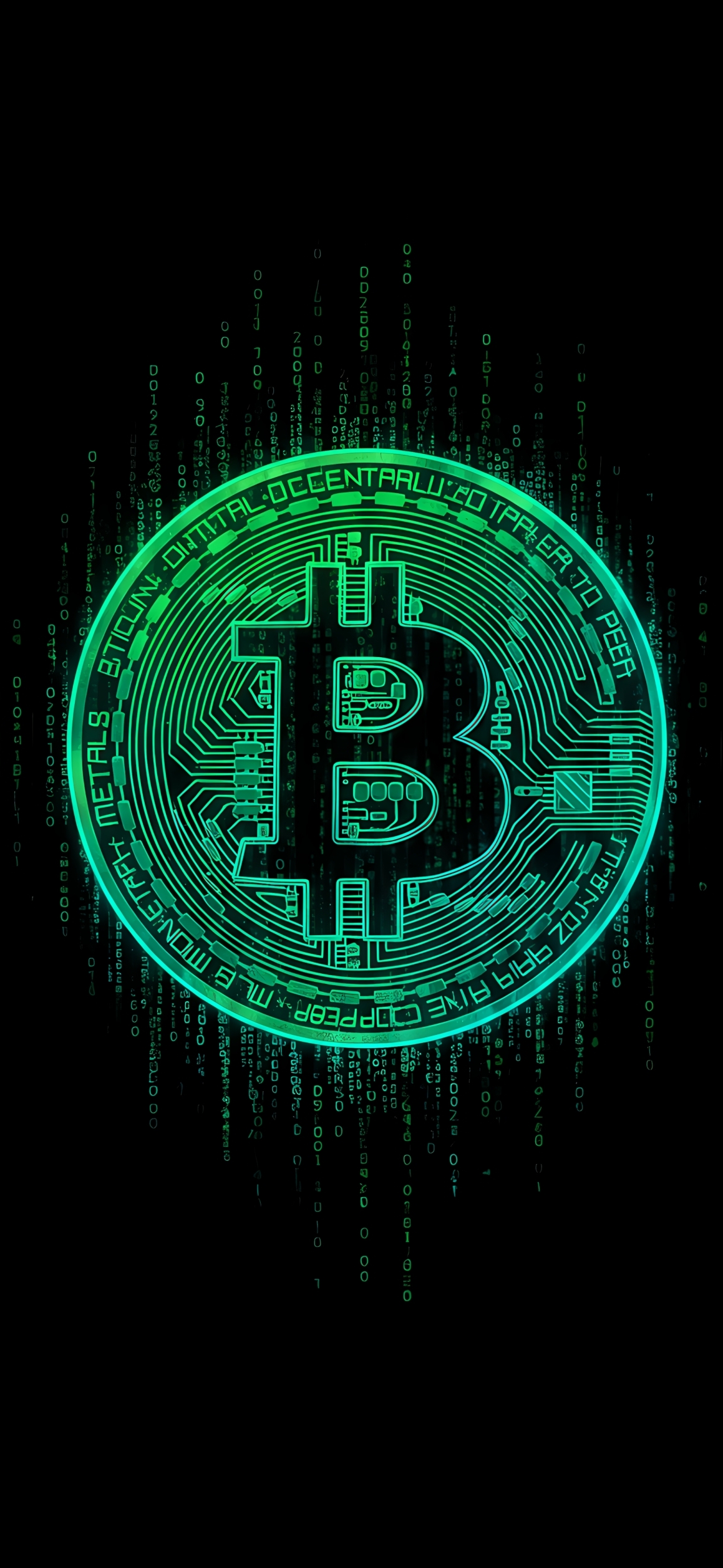 Elegant Green Bitcoin Phone Wallpaper