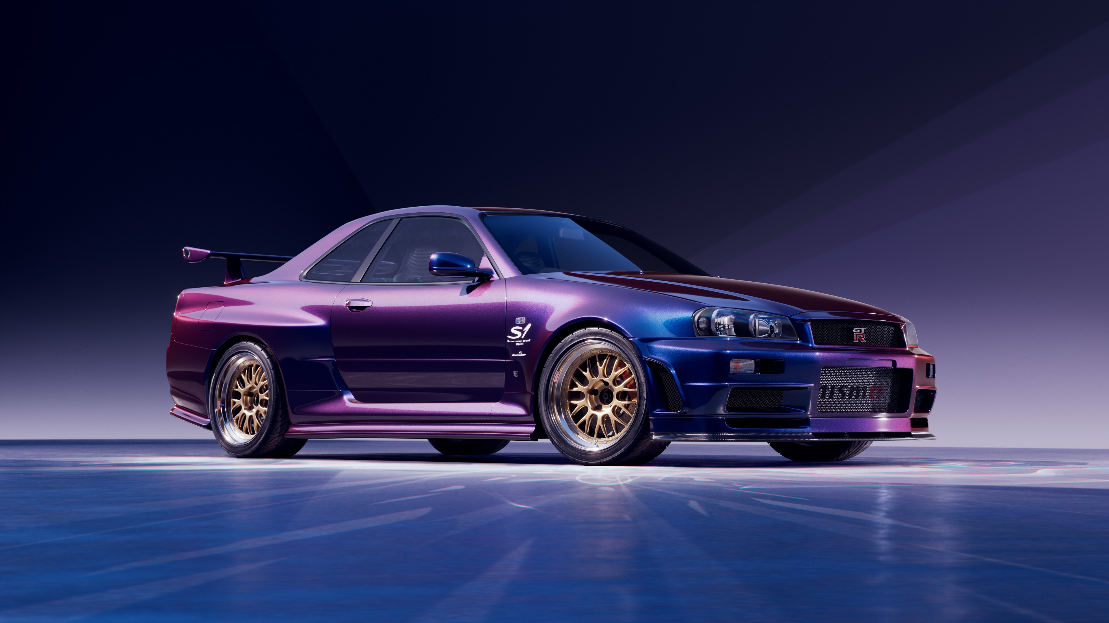 Wallpaper car, digital art, artwork, vehicle, CGI, Nissan Skyline R34, Greg Peruski for mobile and desktop, section nissan, resolution 3840x2159