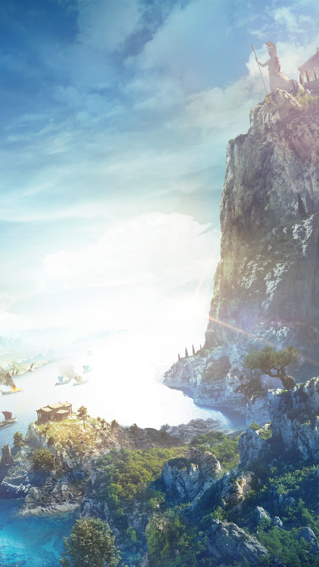 Wallpaper Assassin's Creed: Odyssey, sea, boats, mountains, eagle, sunshine 3840x2160 UHD 4K Picture, Image