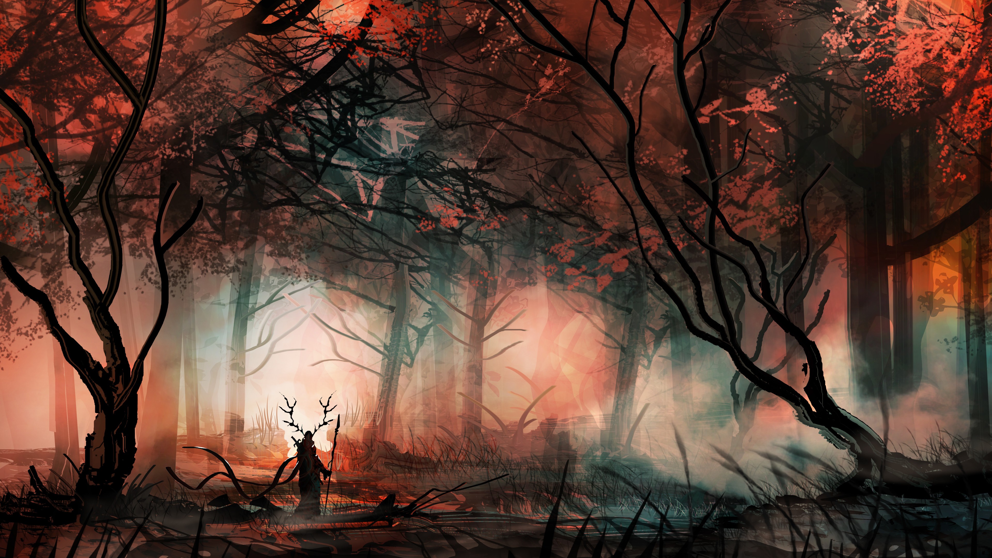 hero, Loneliness, Fantasy art, Trees, Forest, Digital art, Mist Wallpaper HD / Desktop and Mobile Background