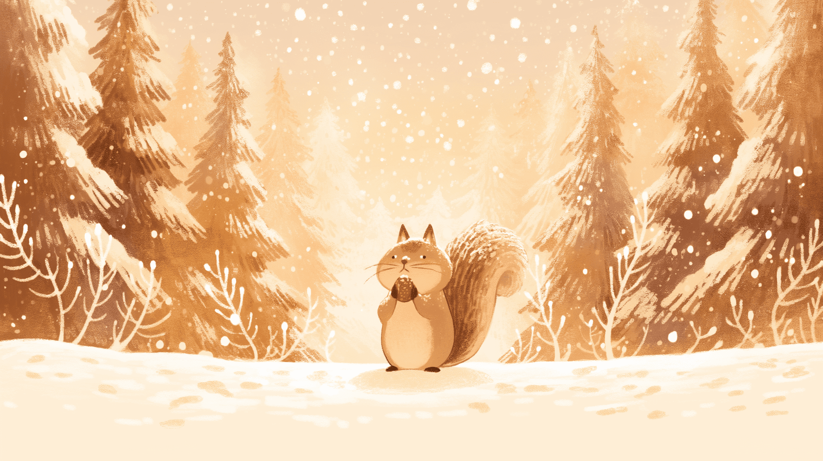 Squirrel Wallpaper. Snowy Pine Forest