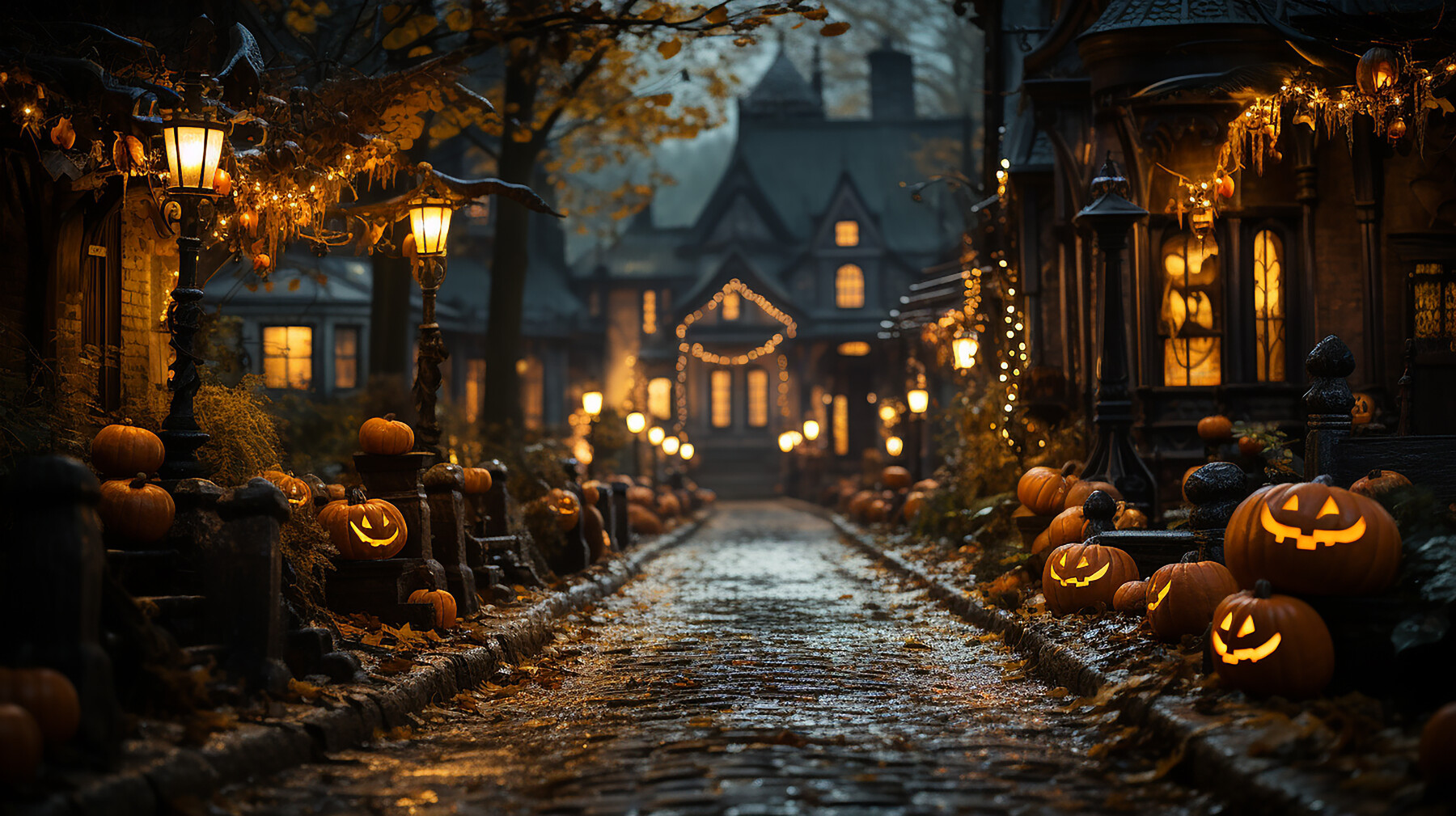 Gothic Pumpking Halloween Vilage Street