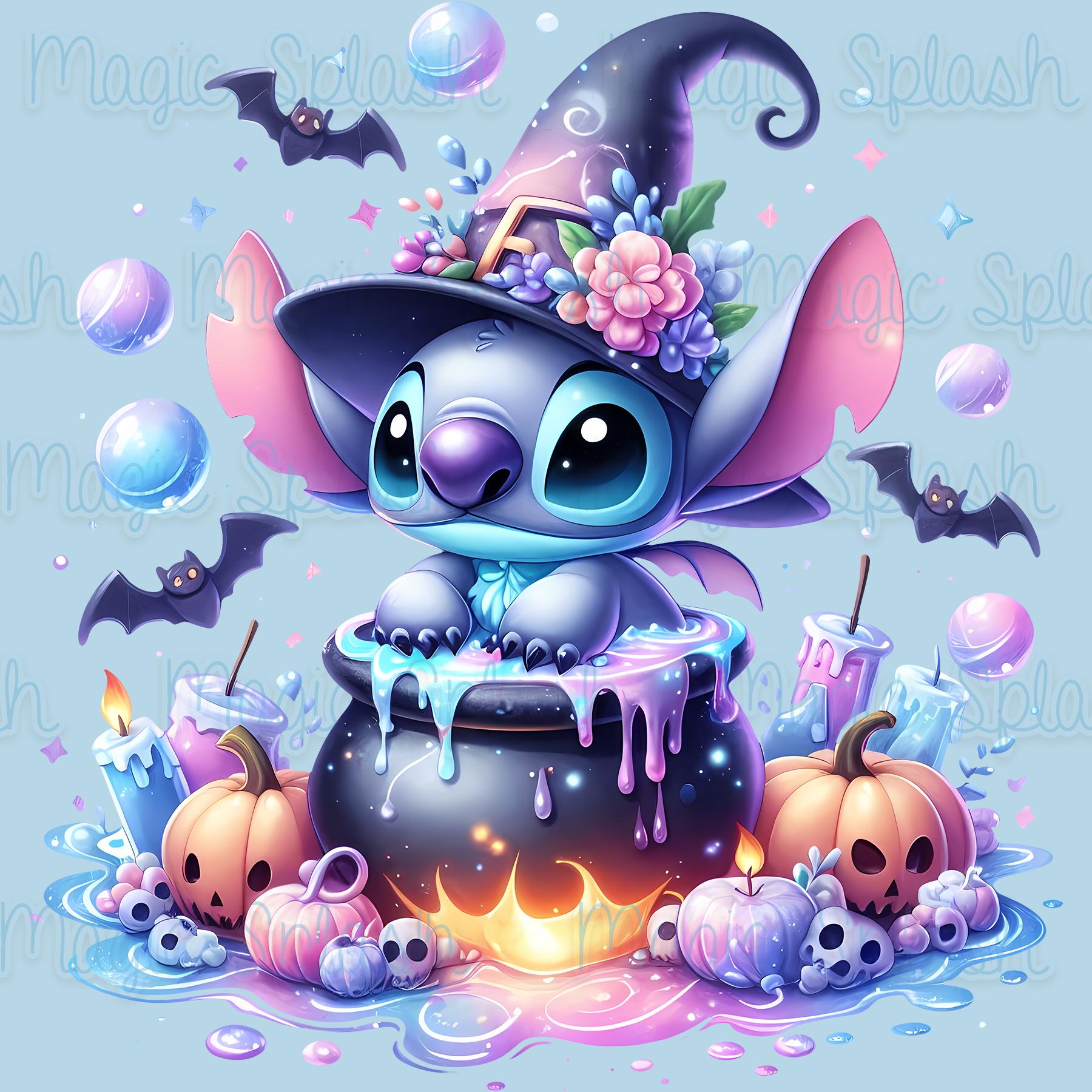 Pastel Halloween Stitch PNG: Witchy Clipart Image (digital Download)
