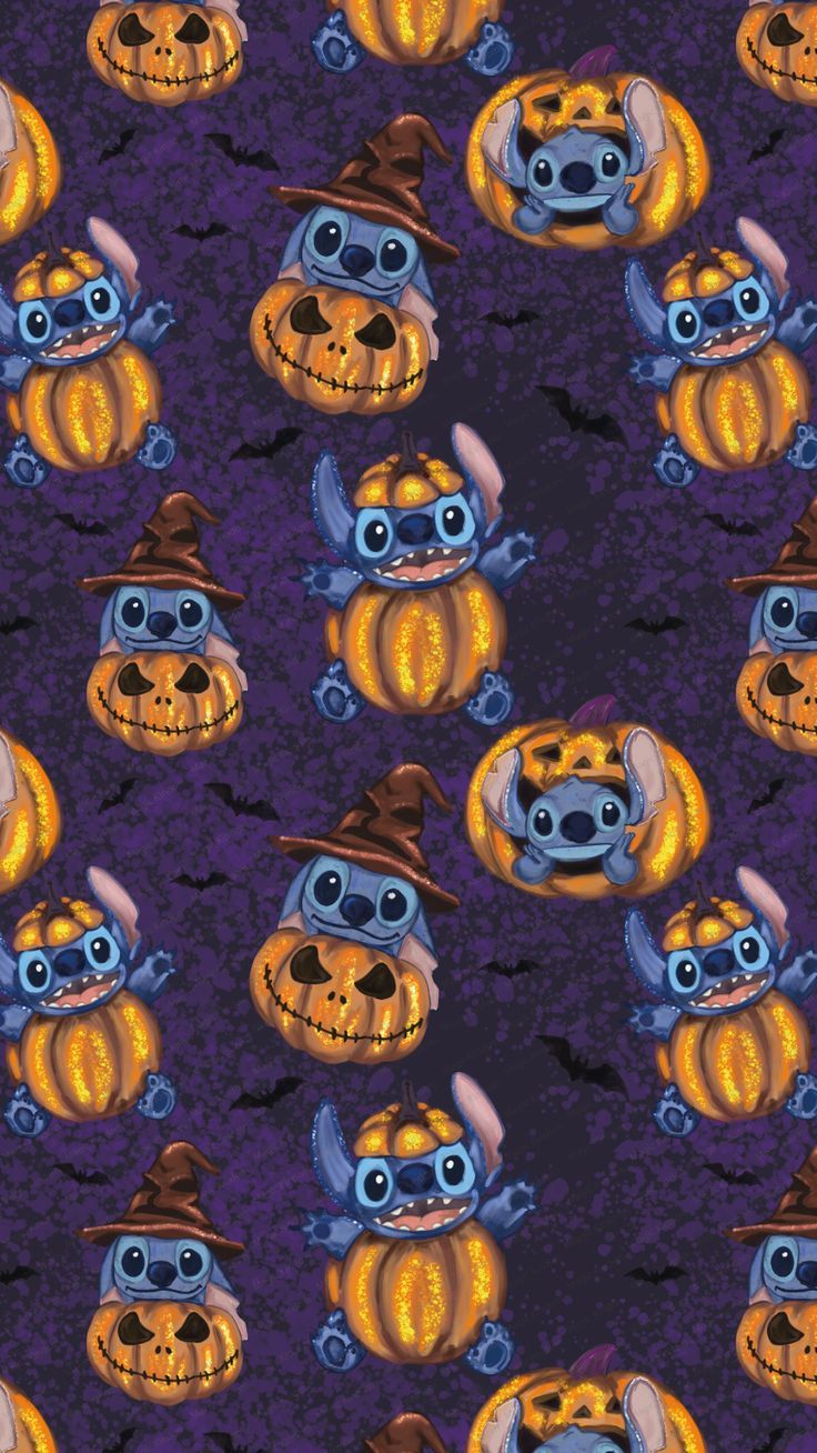 Disney Stitch Fall Disneyland Halloween digital paper Pumpkin Disney Castle Trick Or Treat