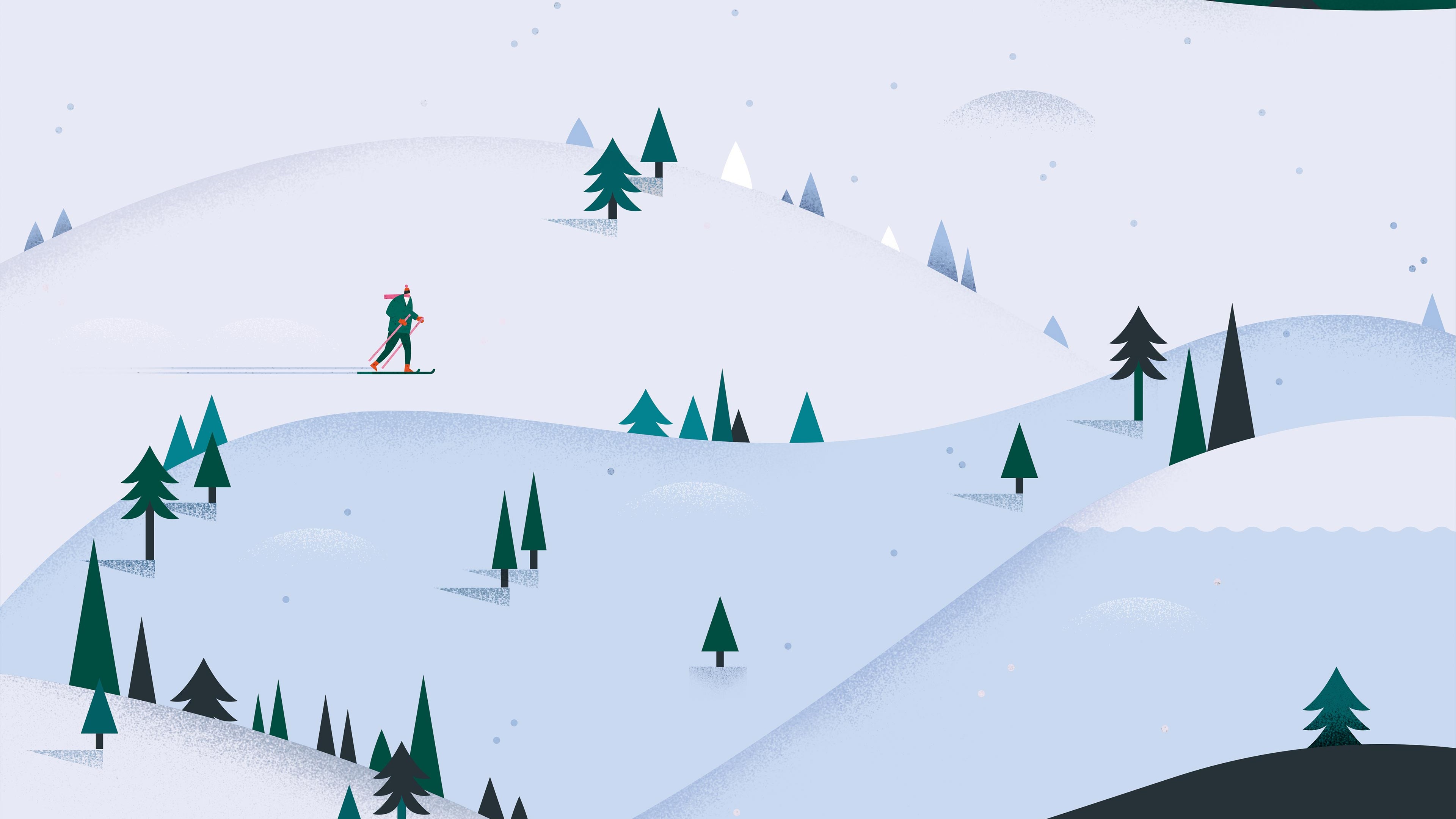 Ski mountains illustration Wallpaper 4k for Desktop