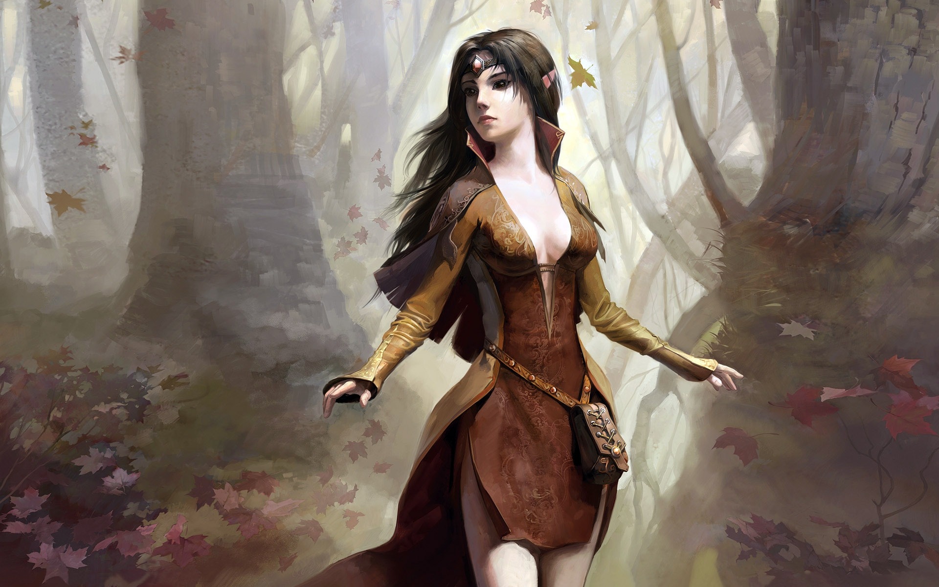 Girl Wood Elf Autumn Fantasy Design HD Wallpaper