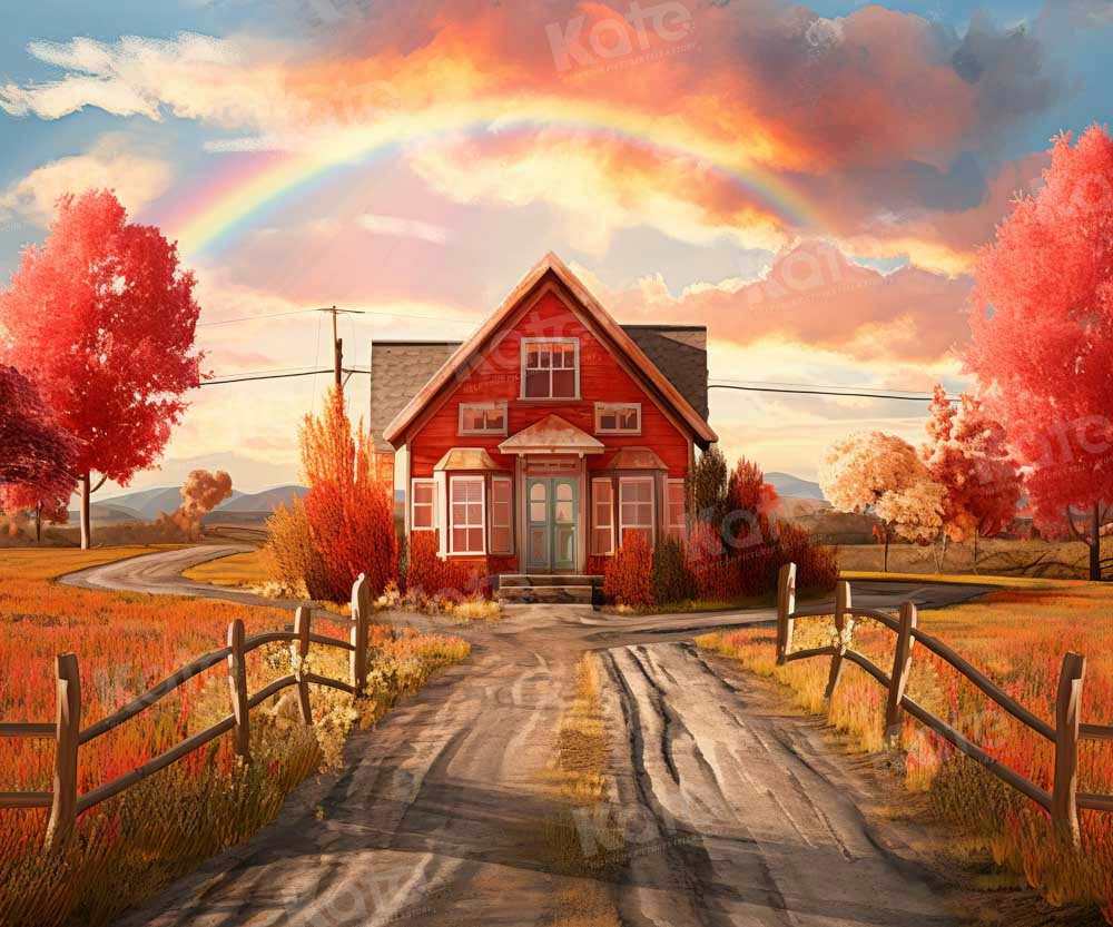 Kate Autumn Sunset Red House Farm Backdrop Designed