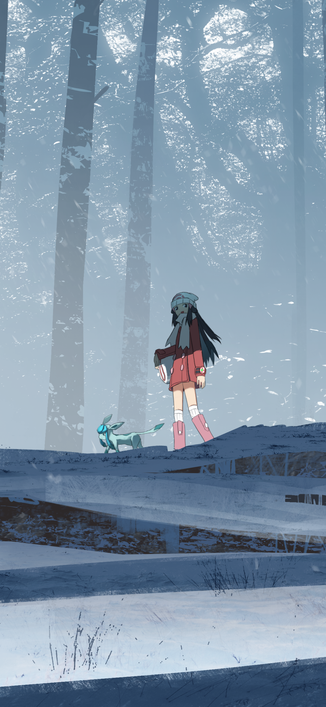 Download Winter Nature Anime Pokemon Winter Anime Phone Wallpaper