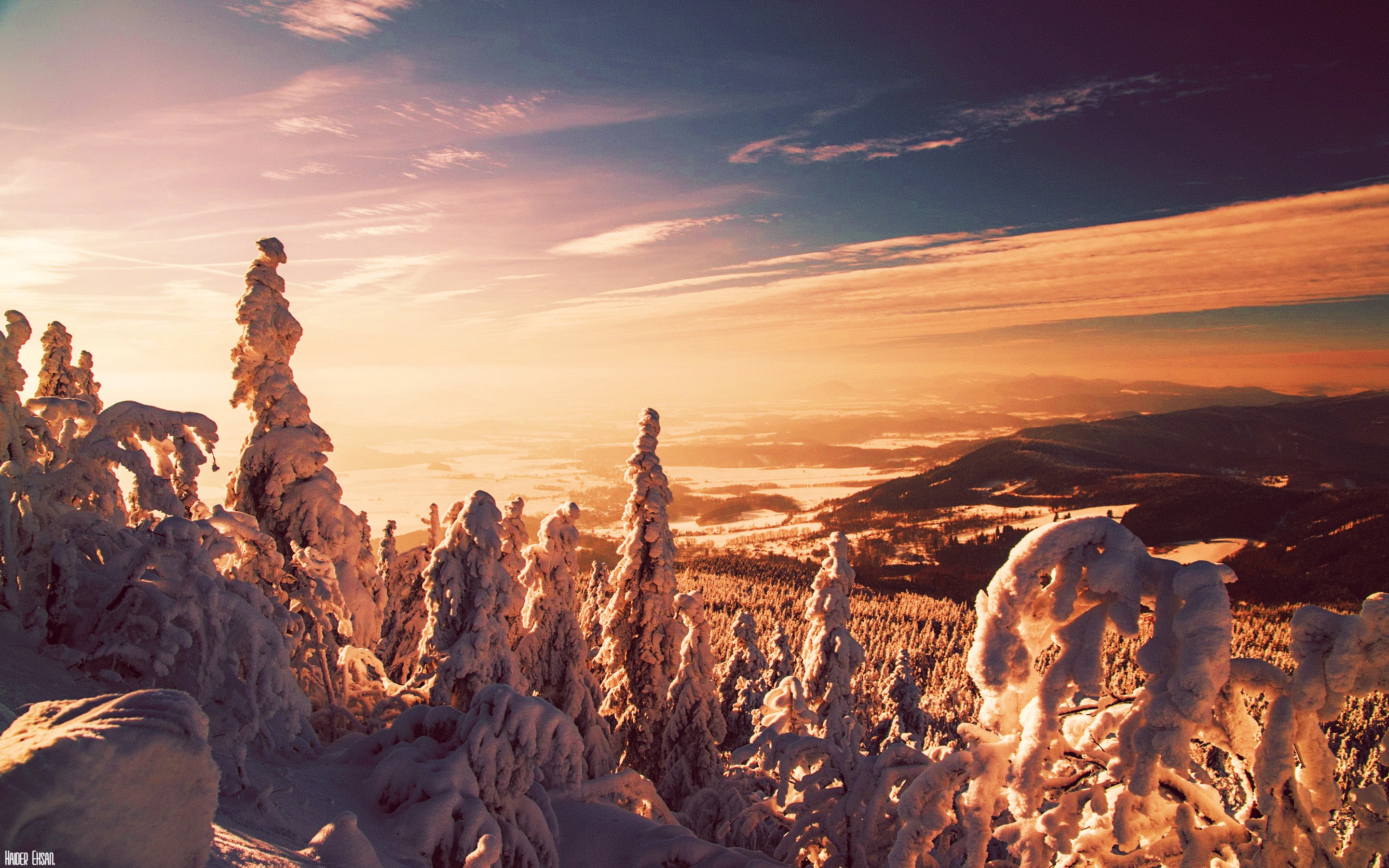 Wallpaper Snow Covered Mountain During Night Time, Background Free Image
