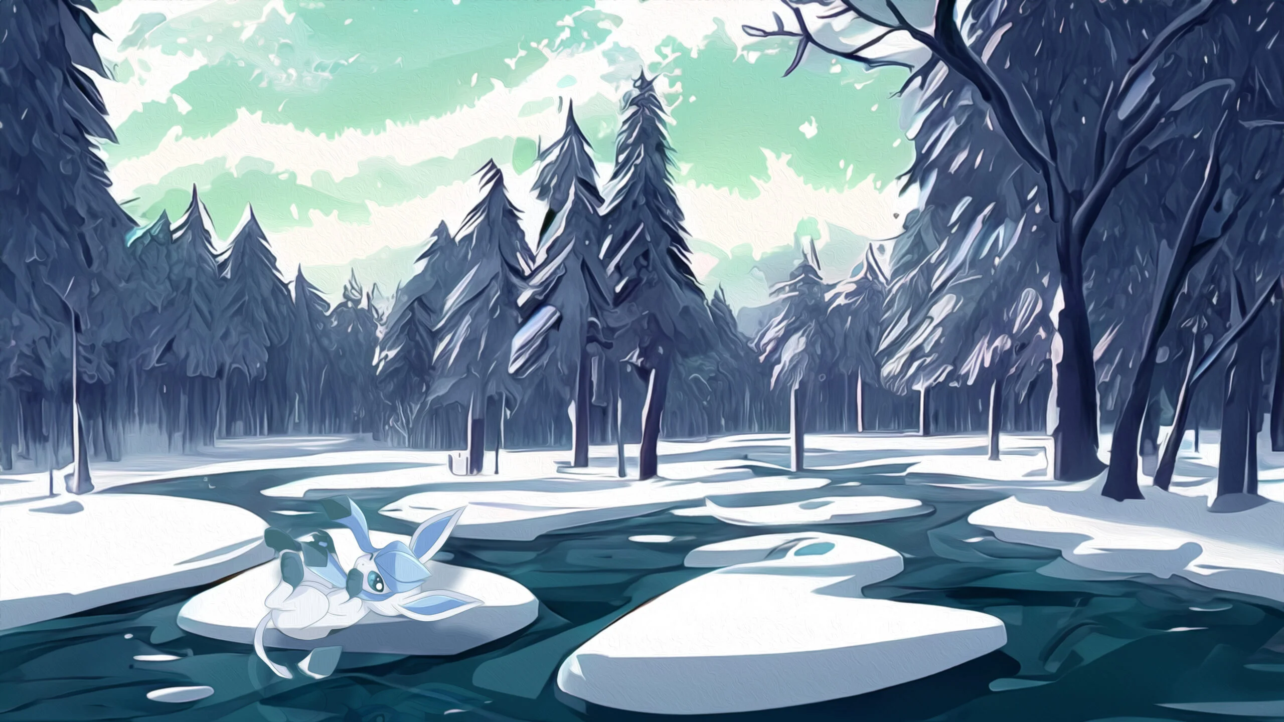 Glaceonémon Wallpaper in 4K for mobile and desktop