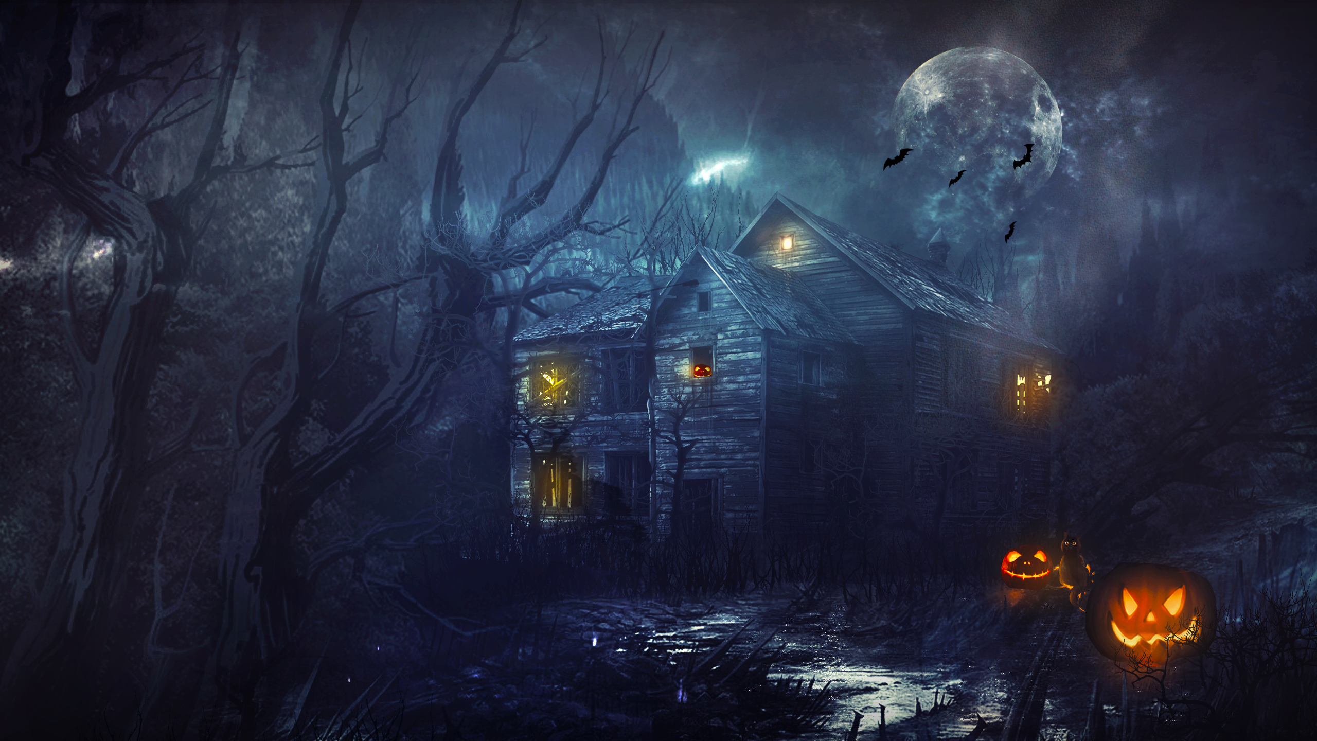 Free Haunted House 4K Wallpaper & Desktop HD Background for PC