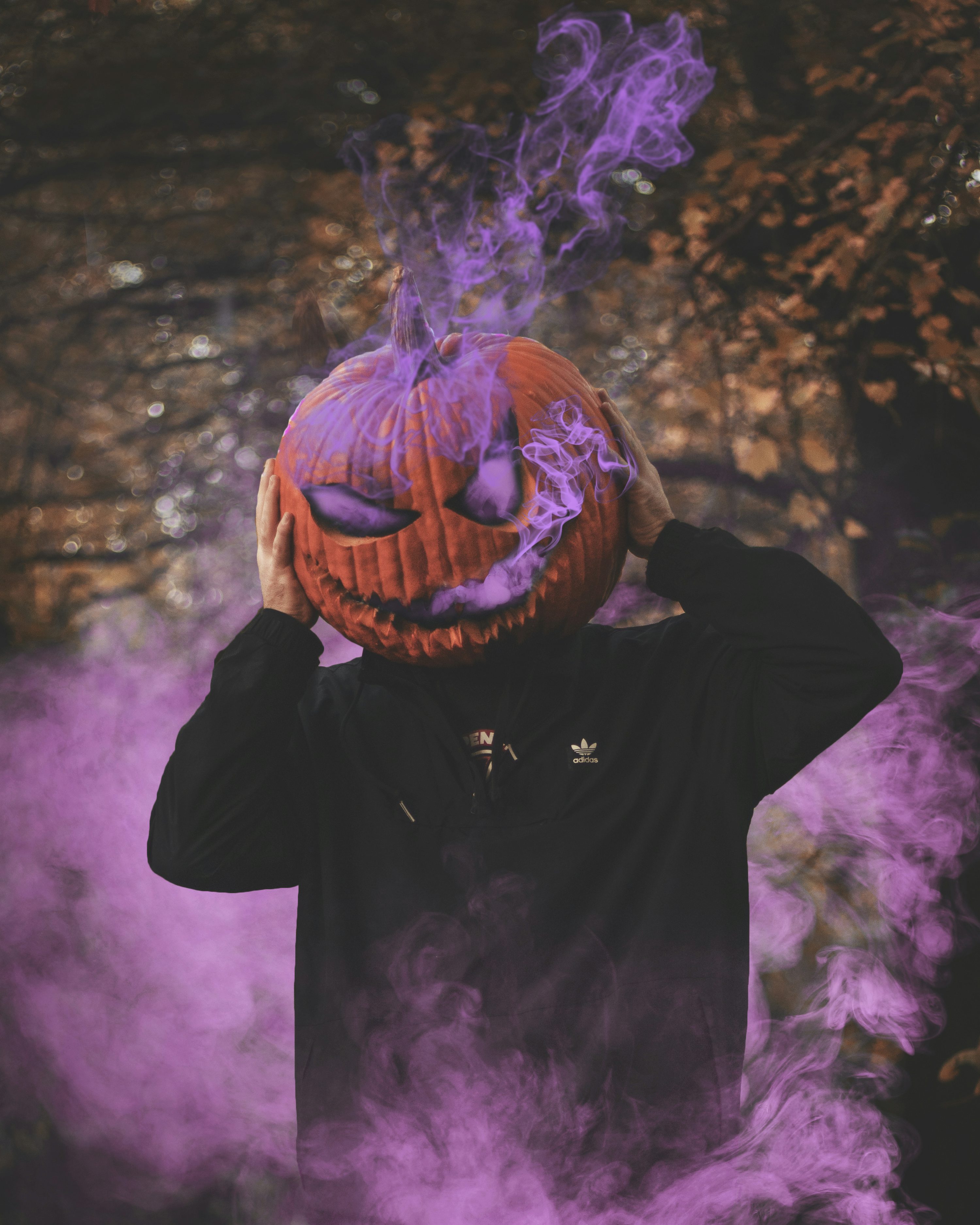 Man Wearing Jack O Lantern Photo
