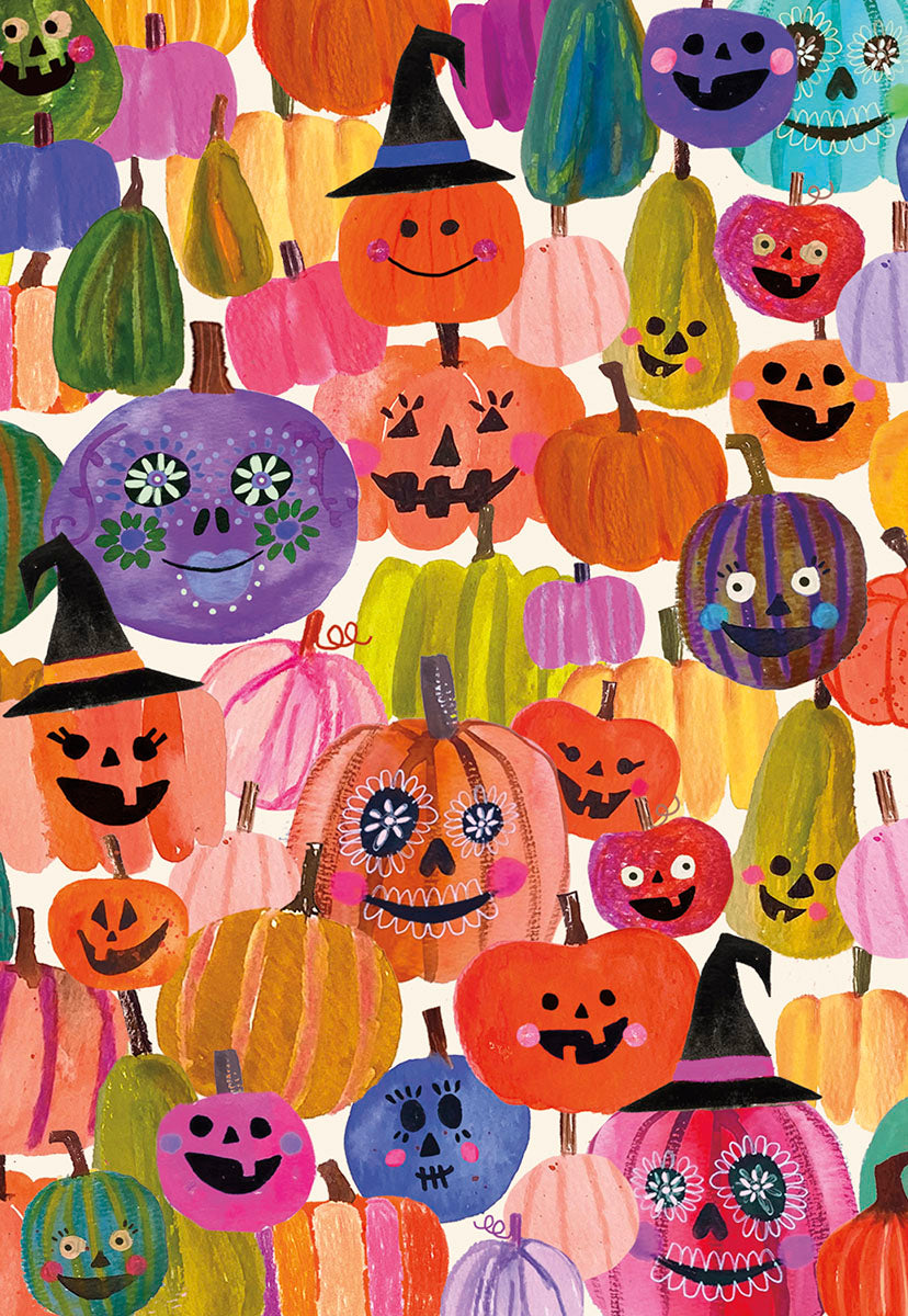 Many Colorful Jack O Lanterns Halloween Card