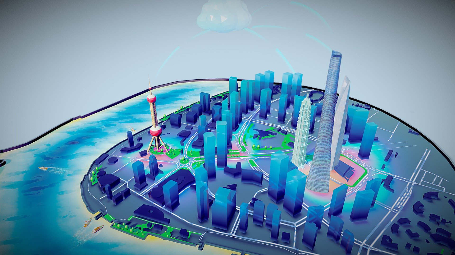 Sandbox city Shanghai lowpoly