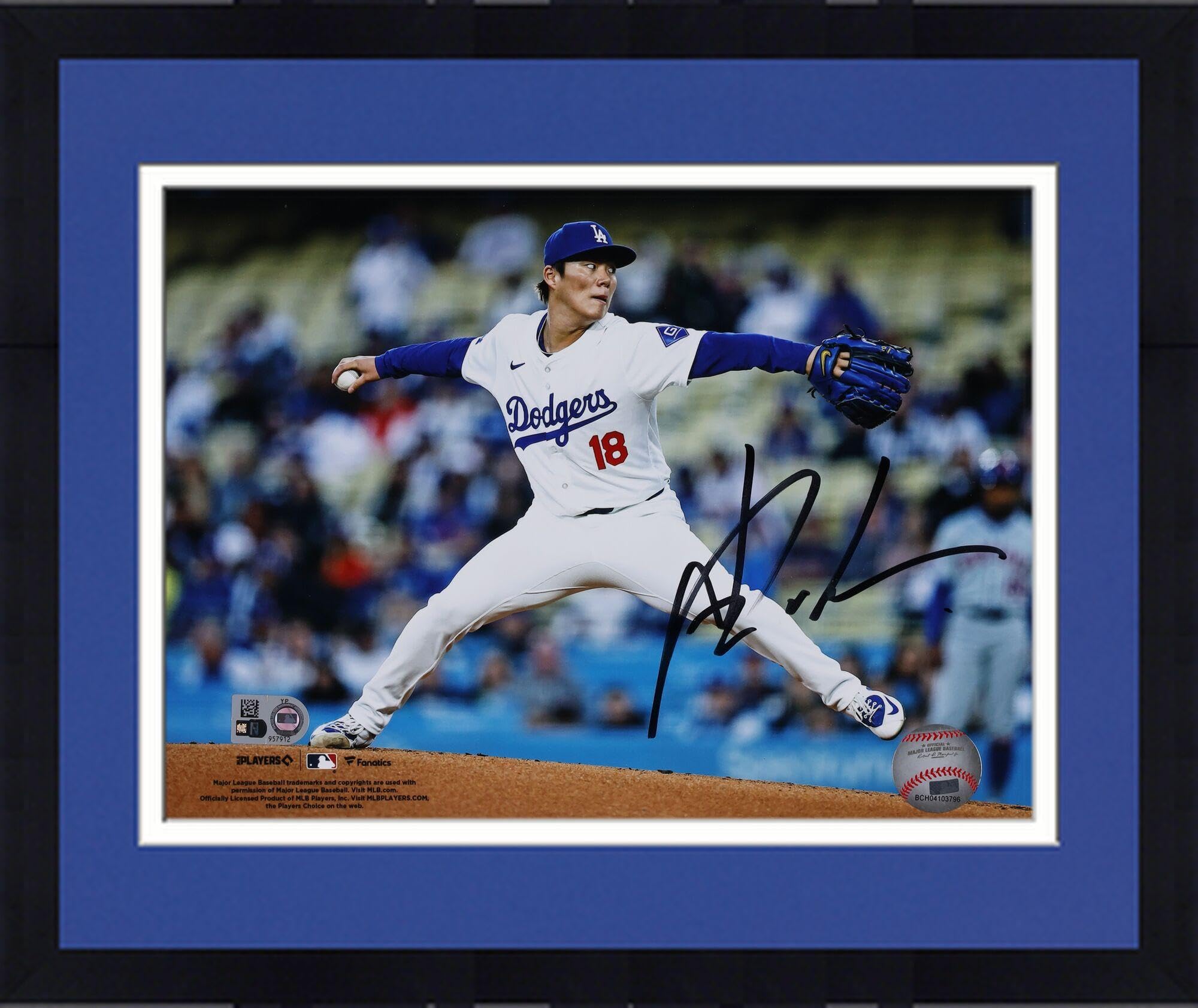Framed Yoshinobu Yamamoto Los Angeles Dodgers Autographed 8 x 10 Pitching Photograph MLB Photo at Amazon's Sports Collectibles Store