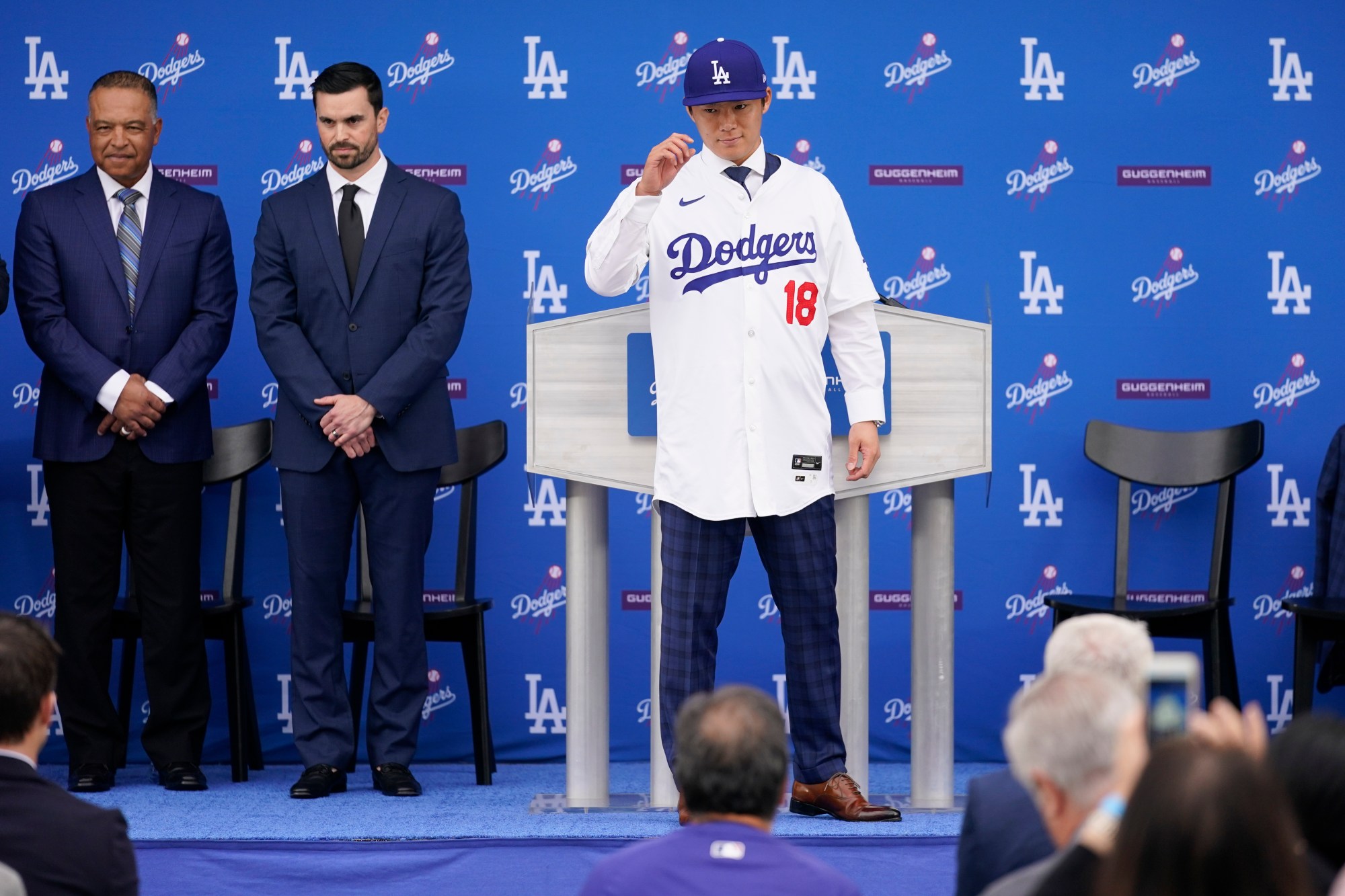 Yoshinobu Yamamoto joins the Los Angeles Dodgers, vows to compete for championships alongside Ohtani