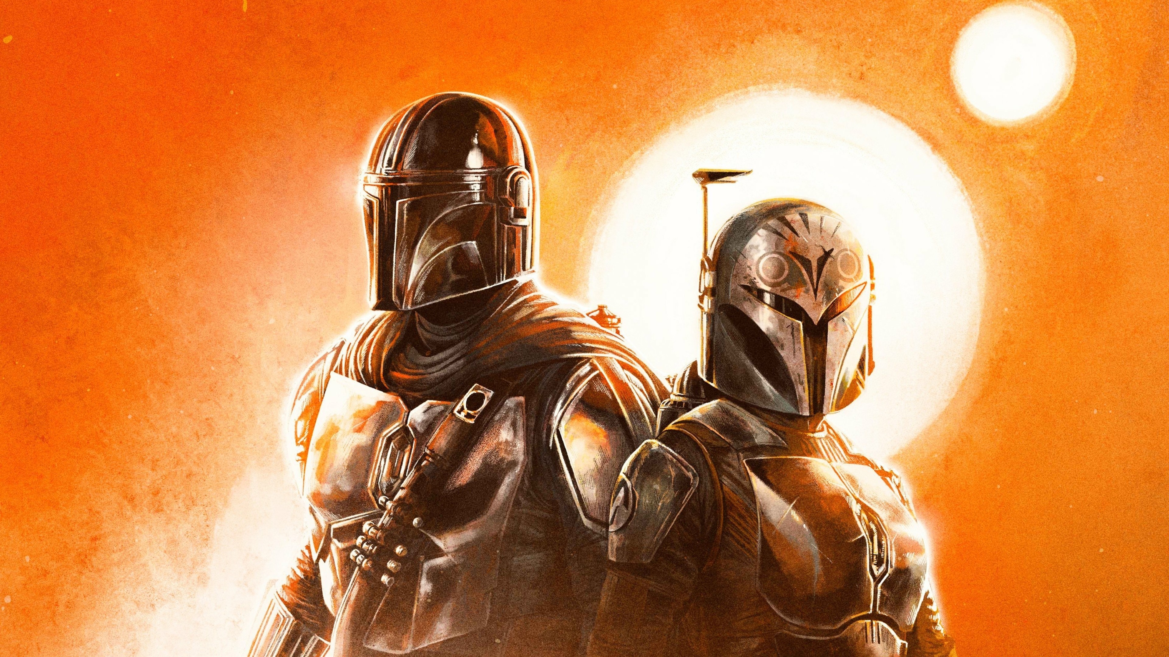 Pedro Pascal The Mandalorian Chris Bartlett Nevarro Copper Droid Katee Sackhoff Bo Katan Kryze Carl Weathers Greef Karga Leilani Shiu 4K HD The Mandalorian Wallpaper