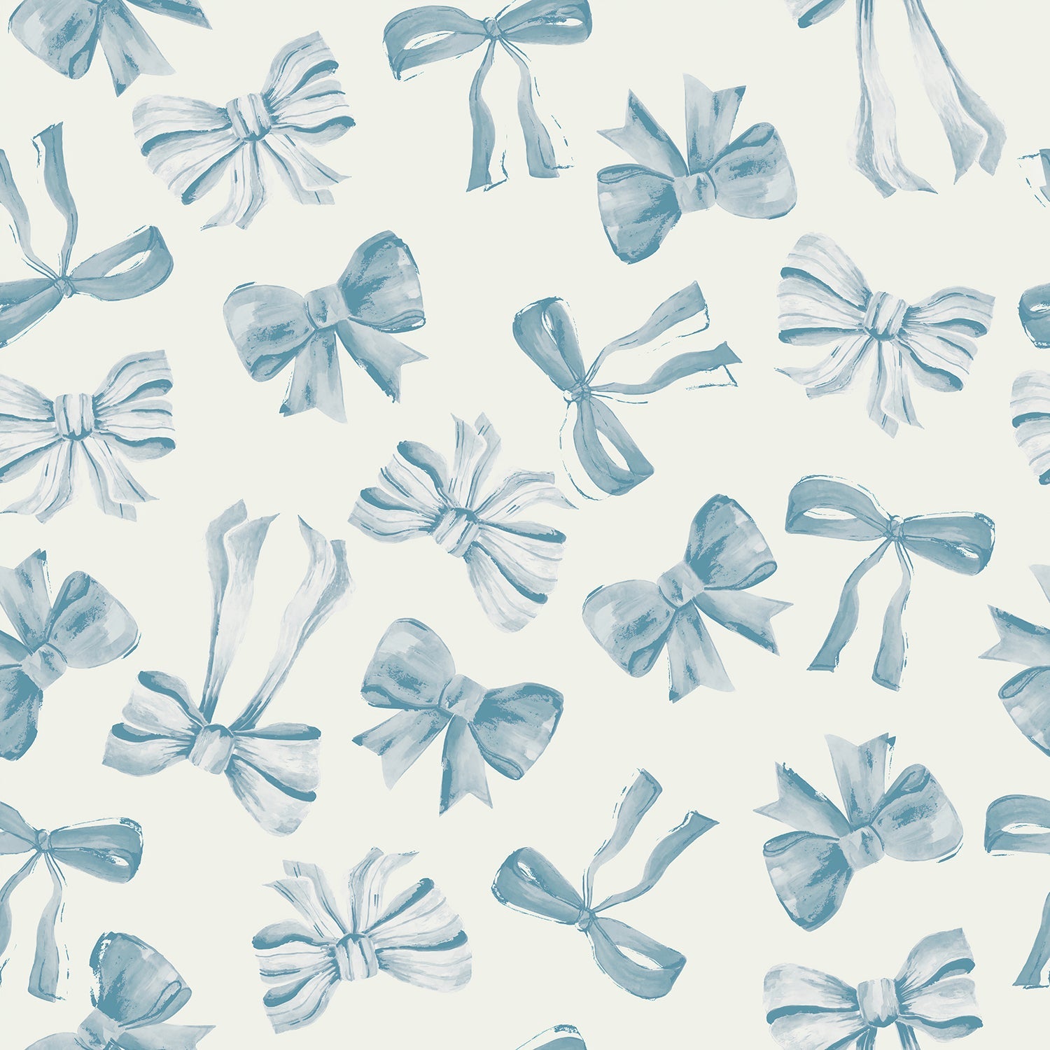 Bow Pattern Blue, Wallpaper Eco Friendly Peel & Stick Removable