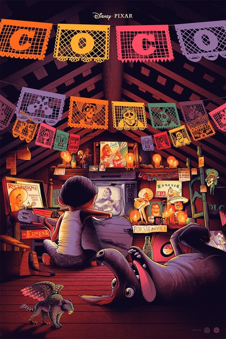Coco [1200 1800] by Cesar Moreno for MONDO. Animated movie posters, Pixar poster, Disney movie posters